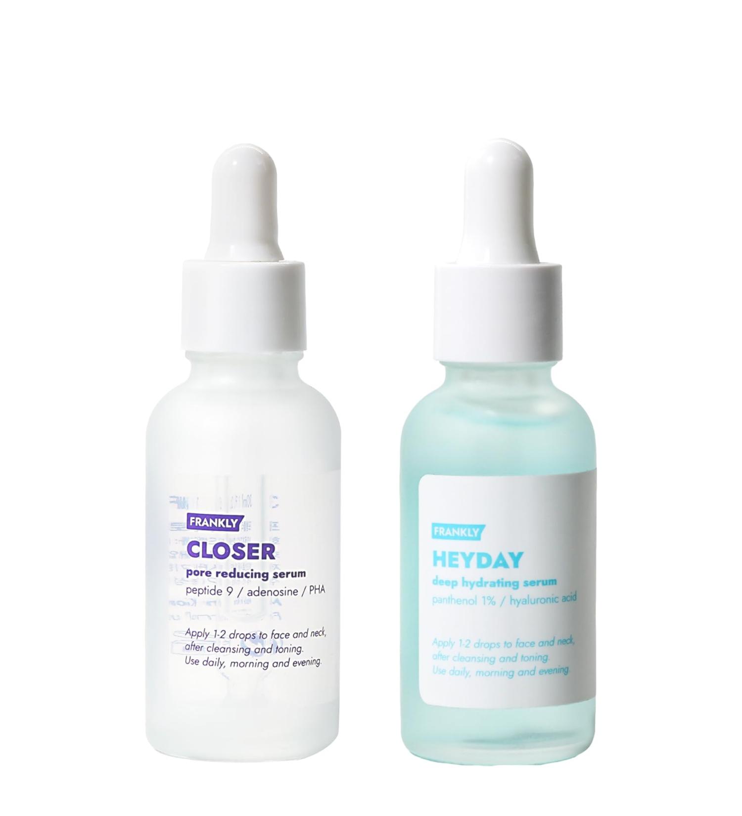 FRANKLY Hydration Power Duo: Heyday Serum & Closer Serum | Skincare Gifts | Pore Minimizing & Hydration | Peptides Panthenol & Hyaluronic Acid | Radiant Dewy Skin Anti-Aging| Korean Skin Care Set - Buy Online on GoSupps.com