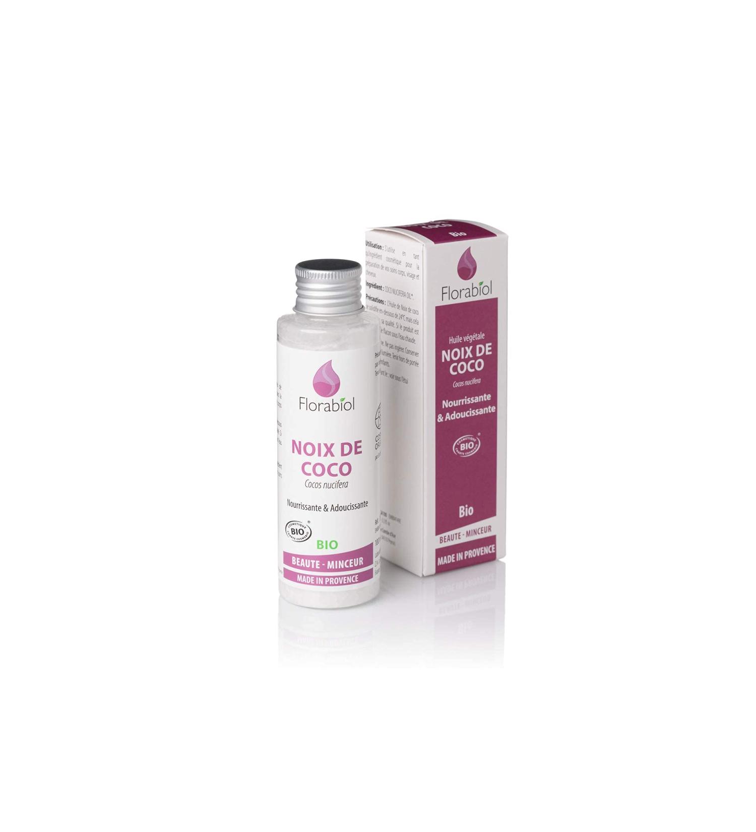 Florabiol - Organic Coconut Vegetable Oil - 100 ml - Repairing Softening and Nourishing - For Dry Skin and Hair - 100% Pure and Natural - Made in France - Buy Online on GoSupps.com