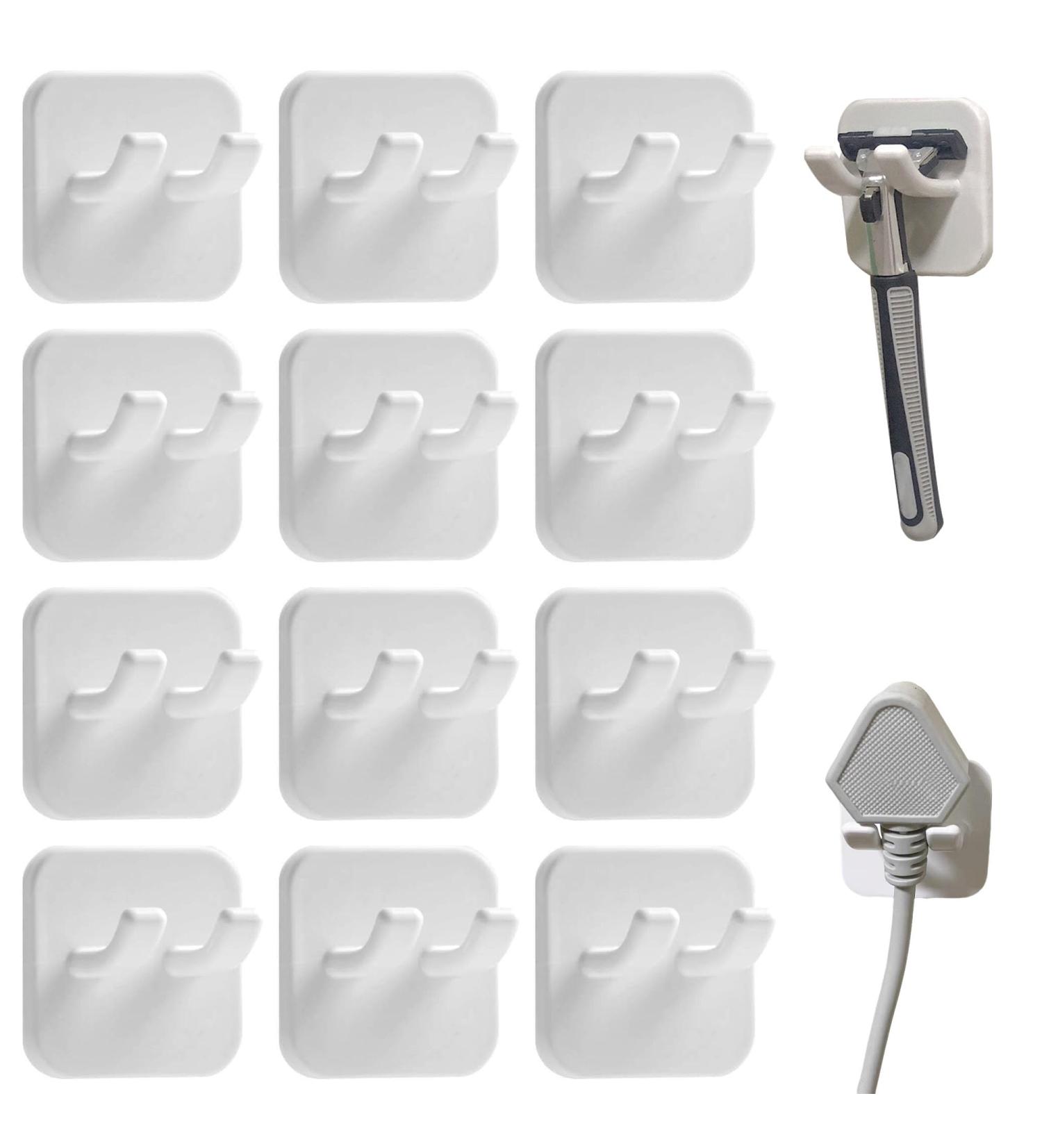 Buy Lianchen 8-Piece Self-Adhesive Bathroom Razor Holder - No Drilling Wall-Mounted Double Hooks for Home & Kitchen (White) - Buy Online on GoSupps.com