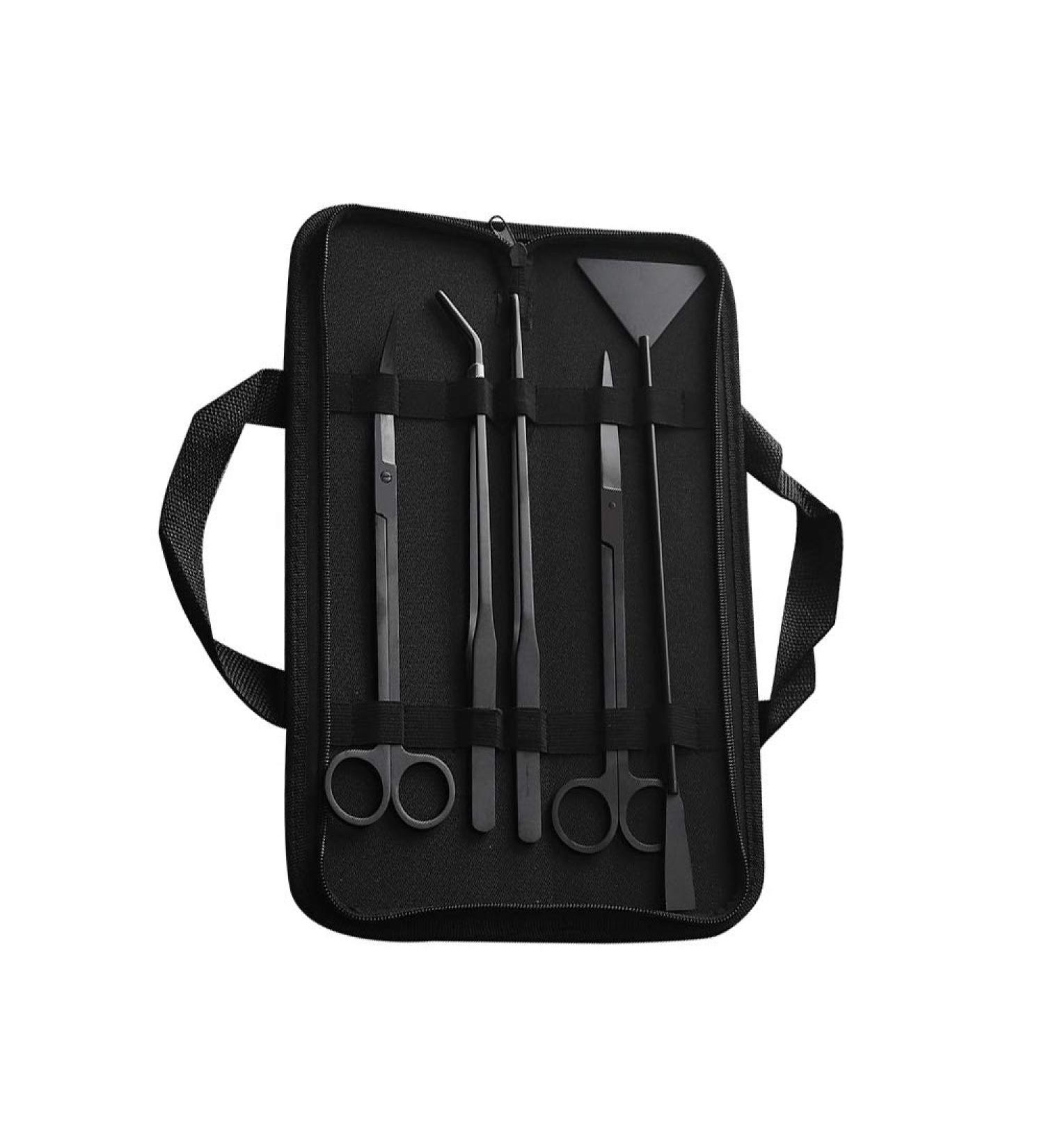 Kitahome Aquascaping Tools 5 in 1 Stainless Steel Aquarium Tank Plant Algae Tweezers Scissors Spatula Tools Set (Black) - Buy Online on GoSupps.com