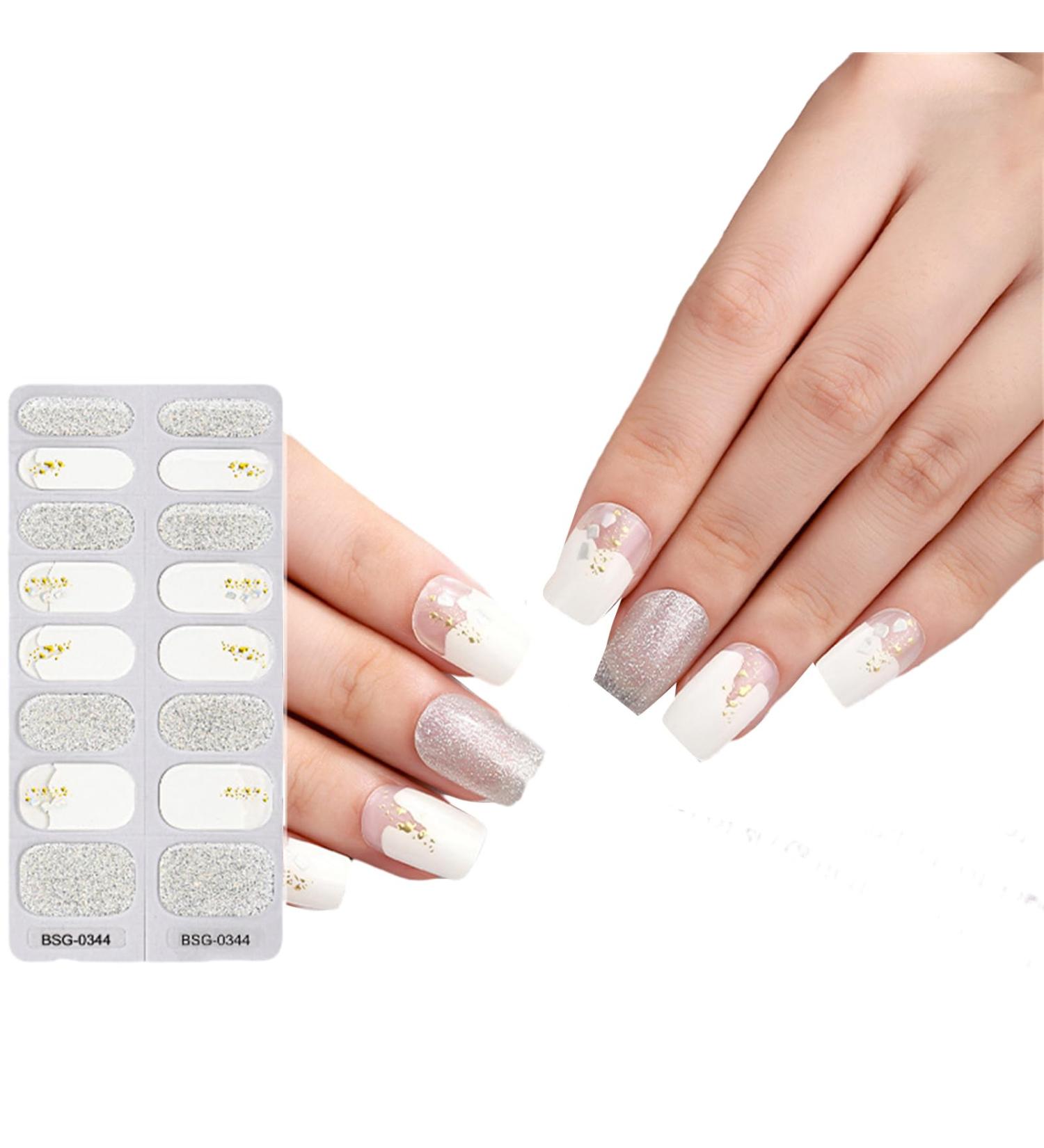 Semi Cured Gel Nail Strips Patches Sliders UV/LED Lamp Cured Adhesive Long Lasting Full Cover Gel Nail Stcikers Manicure Self Adhesive Nail Wraps Wedding Nail Stickers Party Nail Art Bsg0344 - Buy Online on GoSupps.com