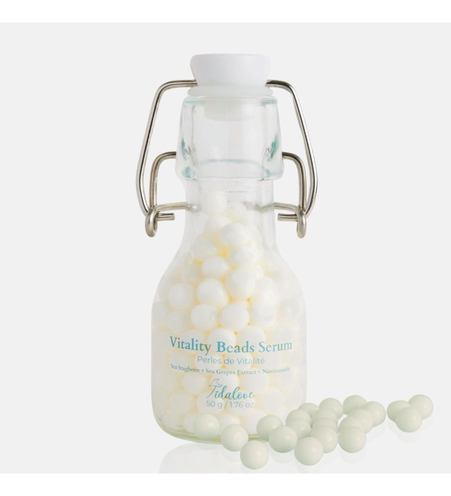 Vitality Pearl Beads Solid Serum - K-Beauty Vegan Skincare for Hydrated Glowing Skin | Anti-Aging Brightening with Niacinamide & Seaweed | Plastic-Free Packaging - Buy Online on GoSupps.com
