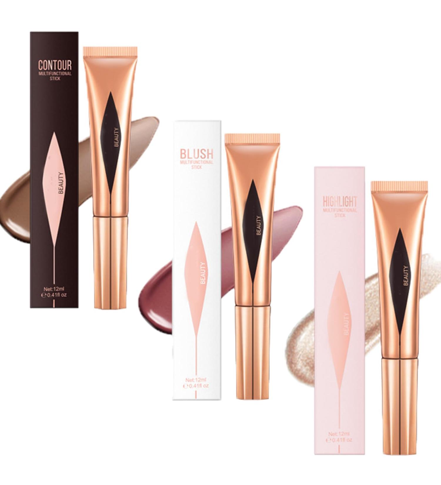 3PCS Liquid Blush & Highlighter Set | Long-Lasting & Waterproof Face Makeup Kit - Buy Online on GoSupps.com