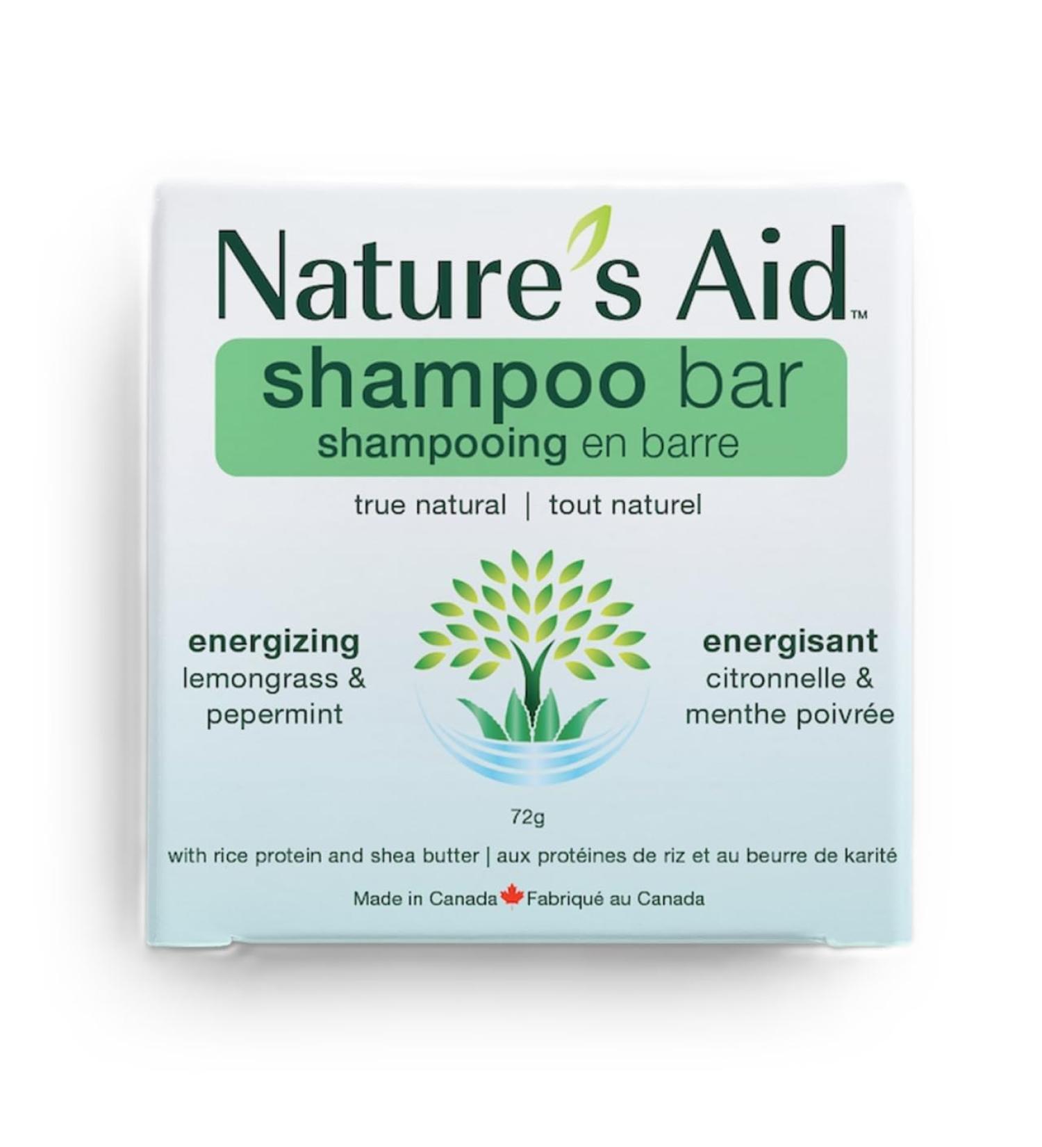 Nature's Aid Energizing Natural Rice Water Shampoo Bar for Hair Growth Strengthening & Thickening Shampoo for All Hair Types. Natural Lather and Salon Quality. Vegan. Made in Canada. (Lemongrass Peppermint) 72g - Buy Online on GoSupps.com
