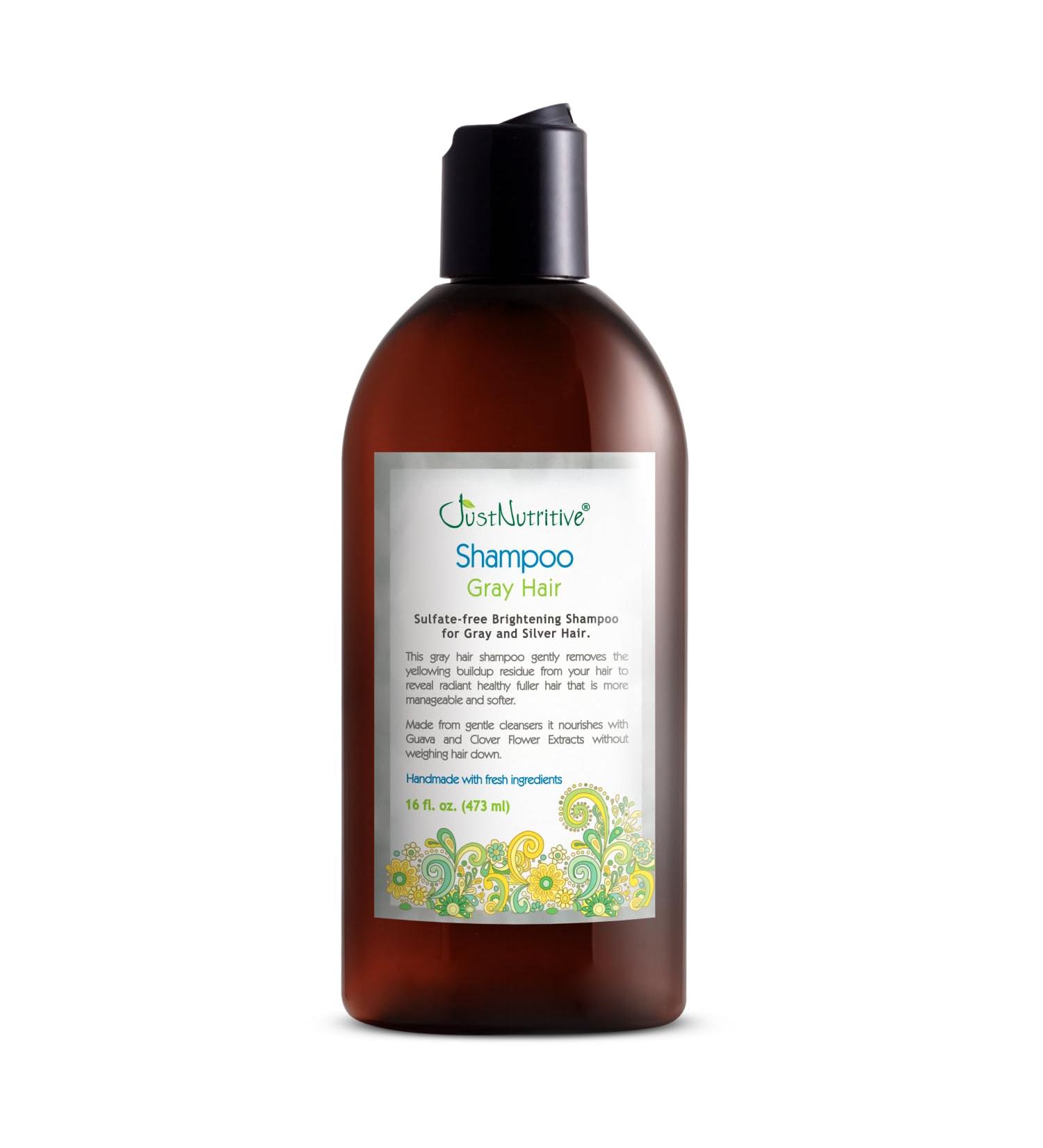 Just Nutritive Men's Gray Hair Shampoo | Sulfate-Free Brassy Tone Remover | Natural Gray Hair Treatment | 8 oz - Buy Online on GoSupps.com