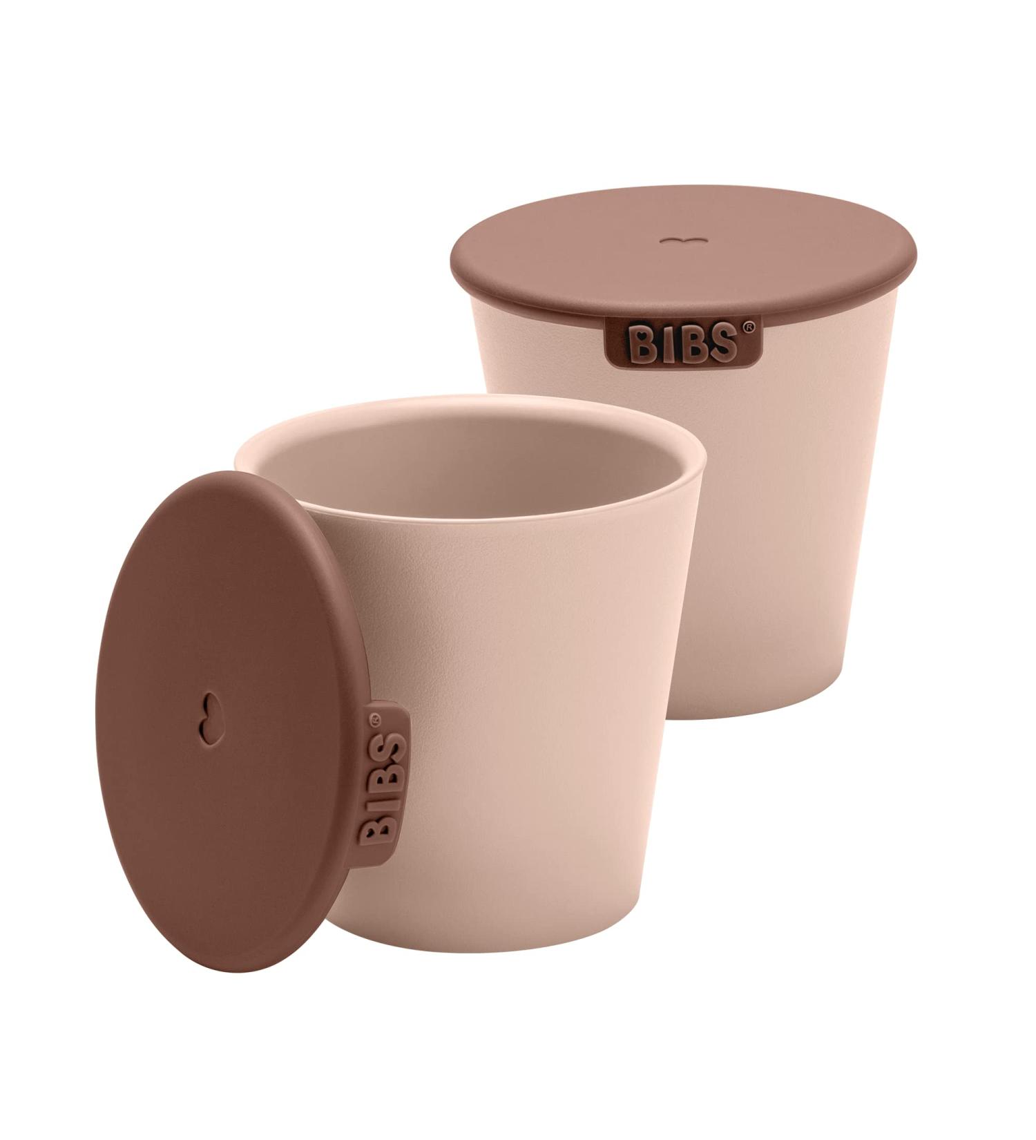 BIBS Cup Set for Baby or Toddler 2-Pack | Made in Denmark | 100% Food-Grade Material | Non-Slip & Dishwasher Friendly | Blush/Woodchuck - Buy Online on GoSupps.com