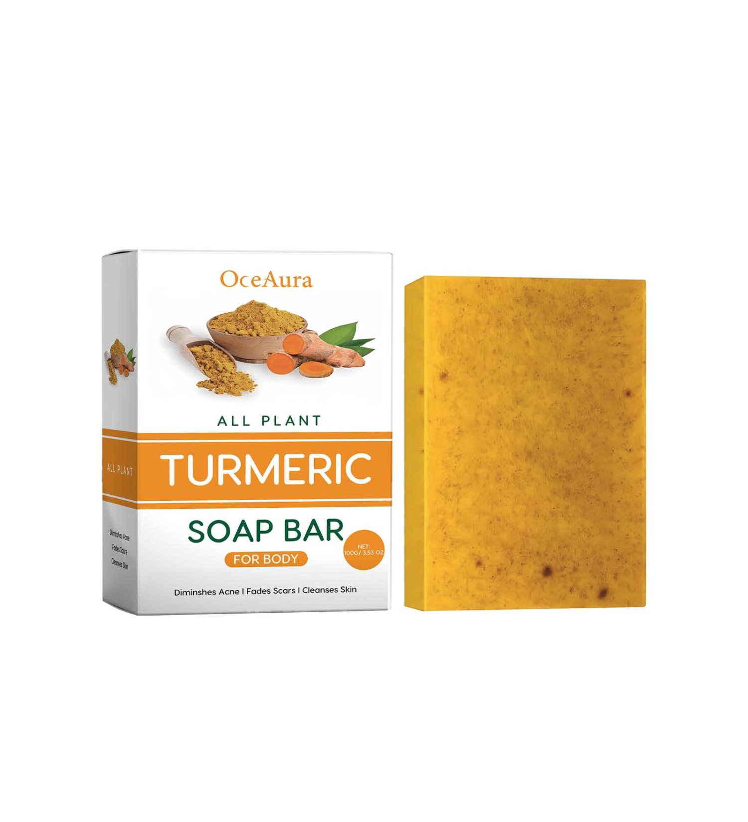 Turmeric Soap Nature Turmeric Soap Pure Turmeric Handmade Soap Bar For Face & Body Dark Spot Corrector Remover Moisturizing Erase Fine Lines Firming Friendly Vegan&Cruelty Free