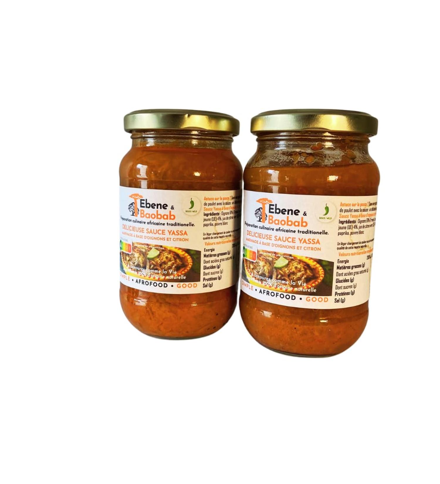  EBENE&BAOBAB Yassa d'Ebene&Baobab Casamance marinade for grilling stewed onions lemon juice and condiments - 1 to 4 people - LOT 2 x 250 g - cooked in France - responsible eco delivery in relay. - Buy Online on GoSupps.com