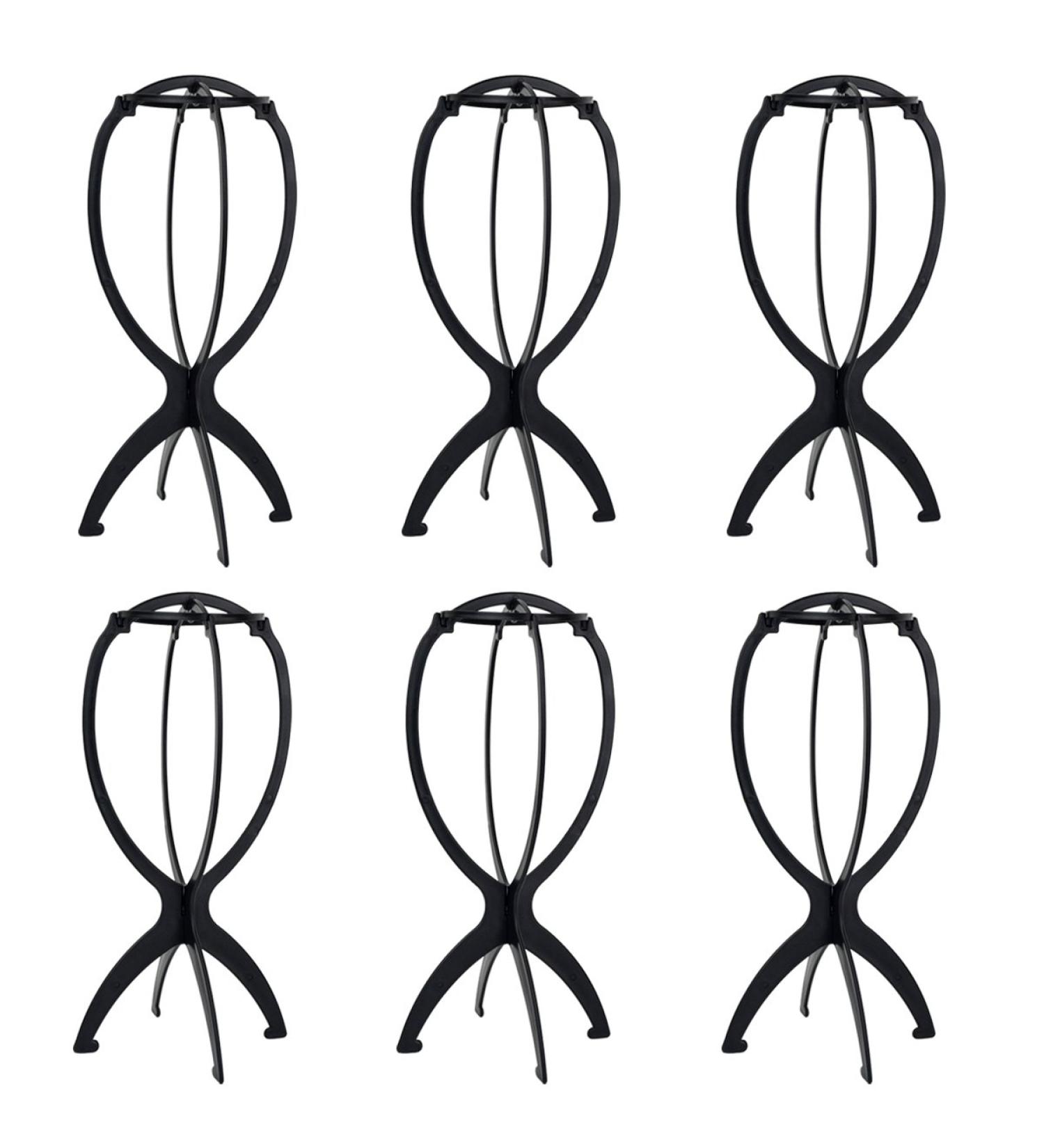 Wig Stand Holder - Rbenxia 6pcs Portable Durable Plastic Folding Hairpieces Display Tool - Black - Buy Online on GoSupps.com