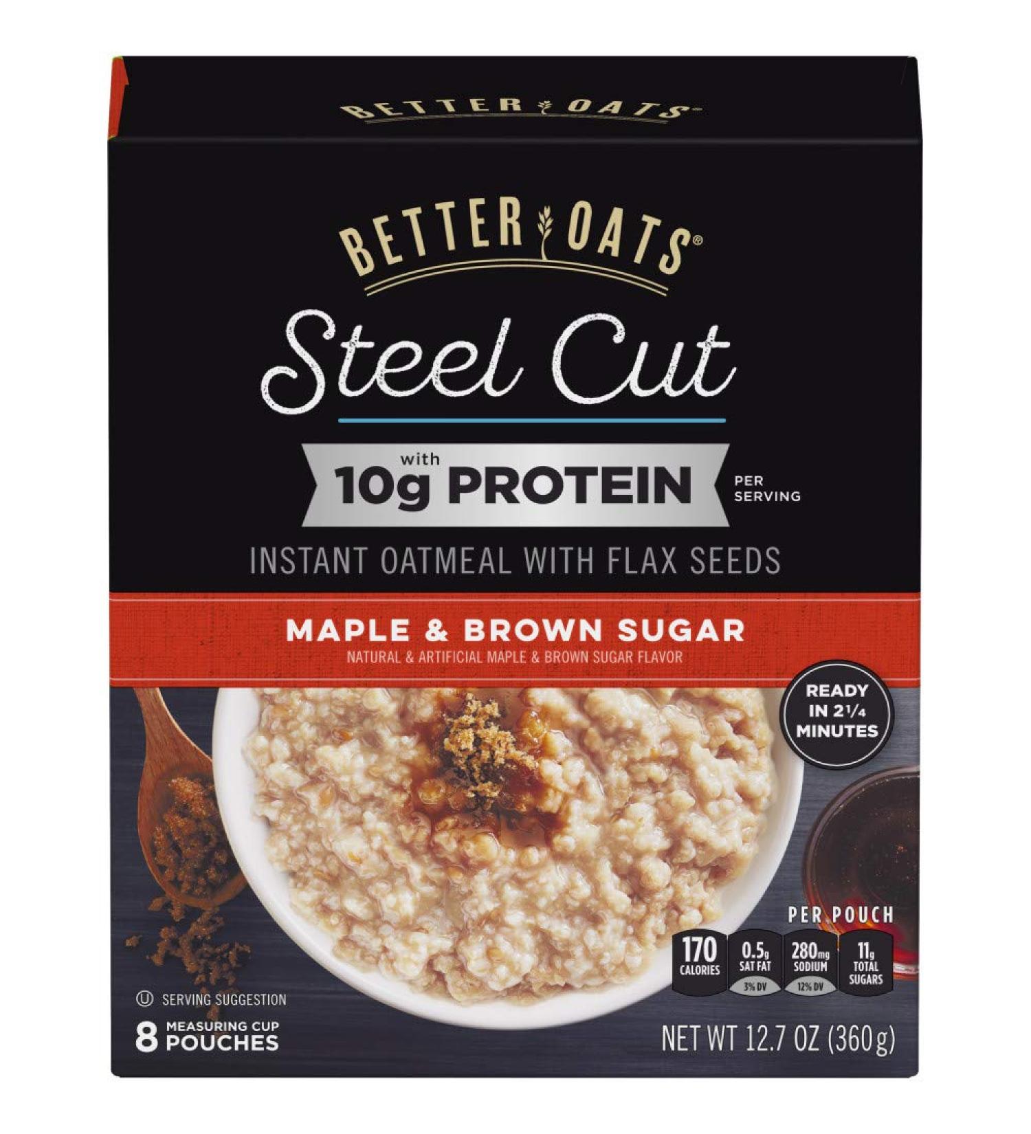 Better Oats Steel Cut Maple & Brown Sugar High Protein Instant Oatmeal 12.7oz (Pack of 6) - Buy Online on GoSupps.com