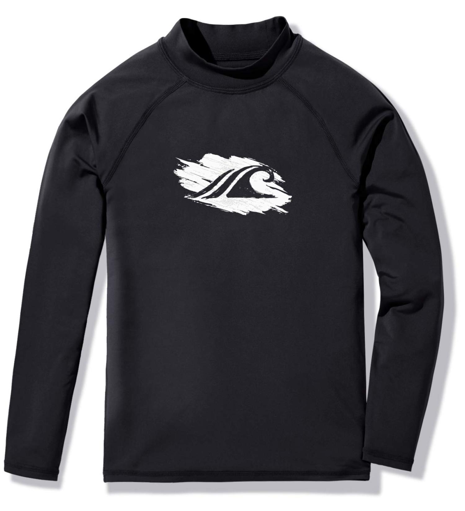 TSLA Girls Long Sleeve Rash Guard Shirt 16 - UV/SPF 50+ Water Beach Surf Swim Top in Black - Buy Online on GoSupps.com