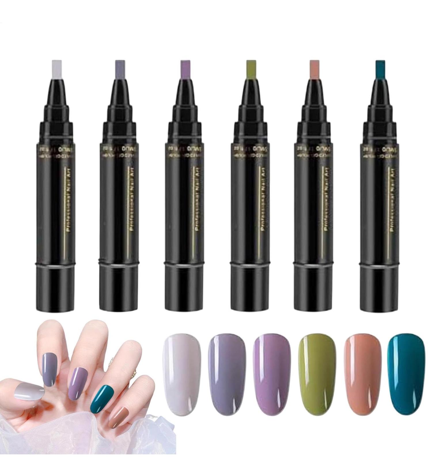  Generisch Set of 6 gel nail pens - Quick drying - 6 colors - No UV nail polish accessories - For professional manicures - Buy Online on GoSupps.com