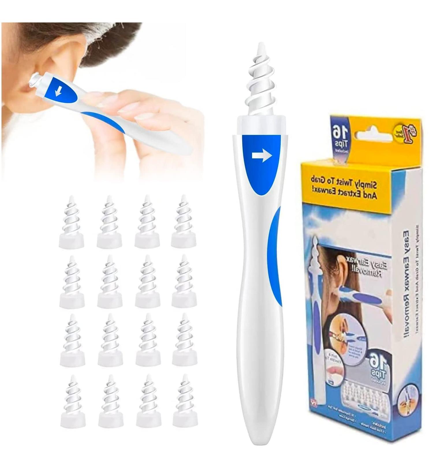 Q Grips Earwax Remover Kit - Silicone Spiral Ear Wax Removal Tool with 16 Replacement Heads - Buy Online on GoSupps.com