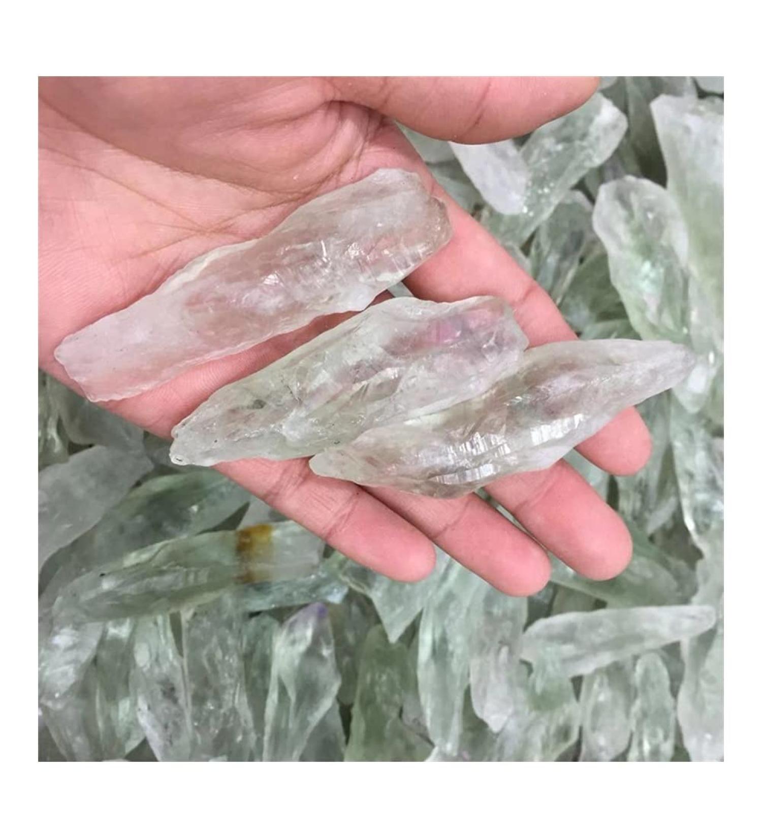 Stone Crafts Natural raw Green Quartz Crystal Gemstone Point Reiki Rough Crystal Stone for Making Jewelry Natural Luster - Buy Online on GoSupps.com