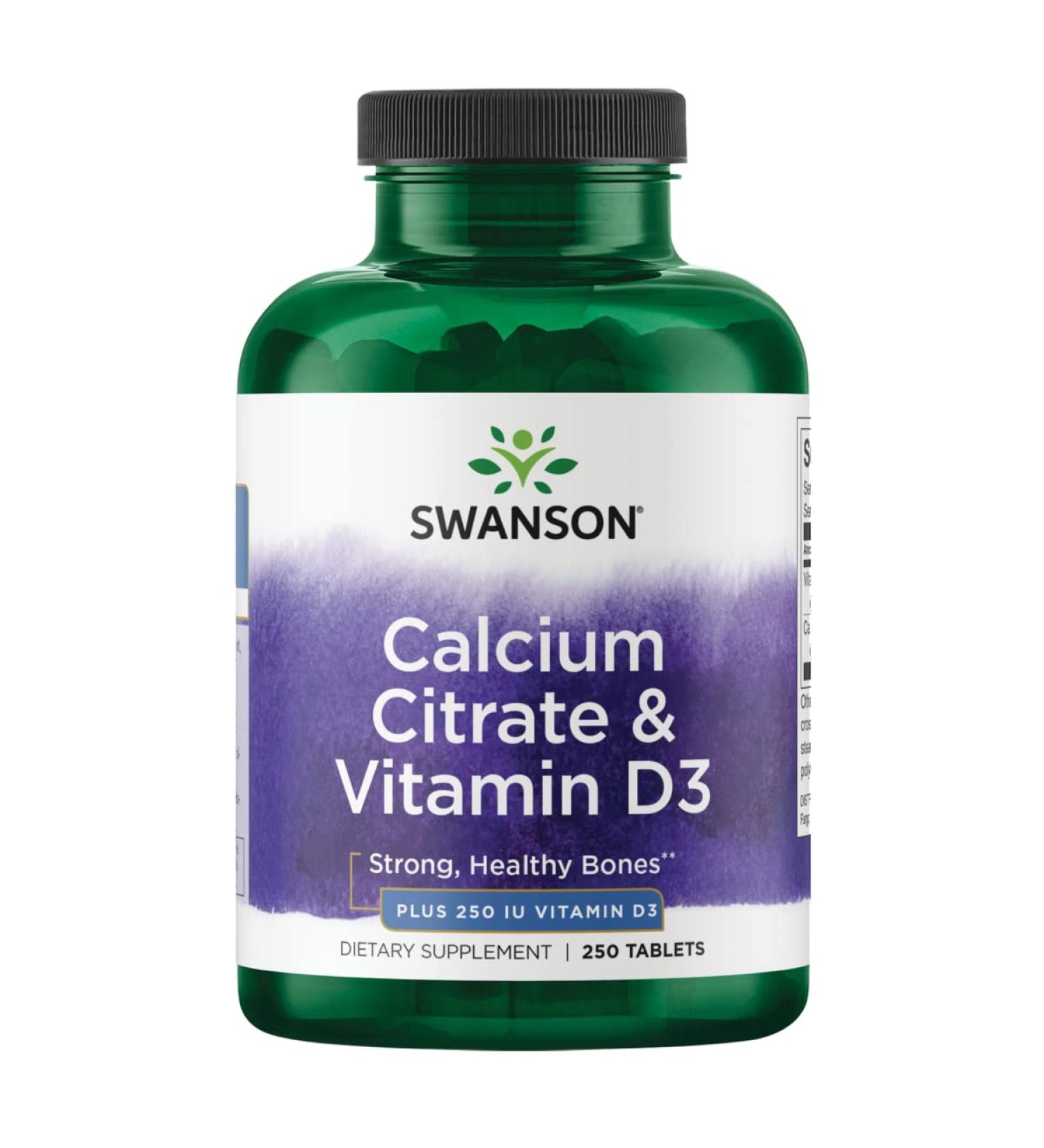 Swanson Calcium Citrate & Vitamin D 250 Tabs - Bone Health Supplement - Buy Online on GoSupps.com