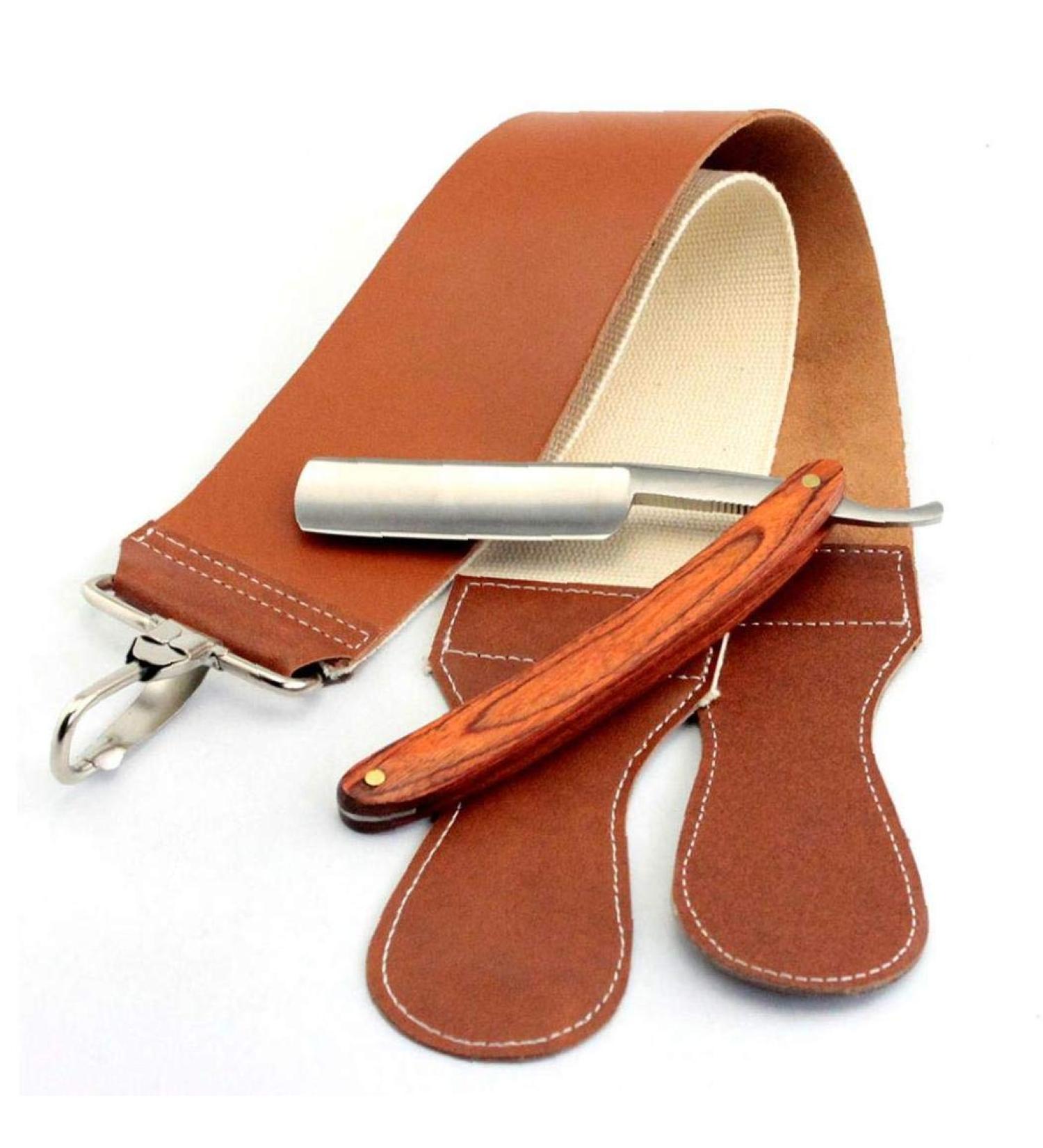 1 pc Double Layer Leather Razor Strop Shaving Sharpener Strap Barber Genuine Leather Straight Razor Sharpening Belt Shaving Accessories - Buy Online on GoSupps.com