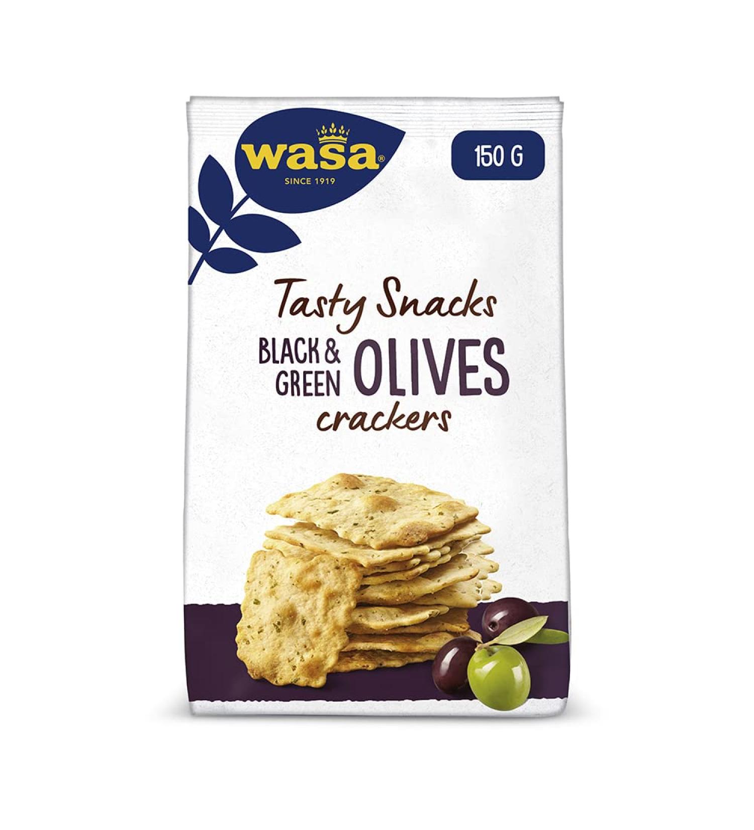 Wasa Tasty Snacks Crackers with Black & Green Olives - Crispy 150g Wheat Crackers | International Shipping Available - Buy Online on GoSupps.com