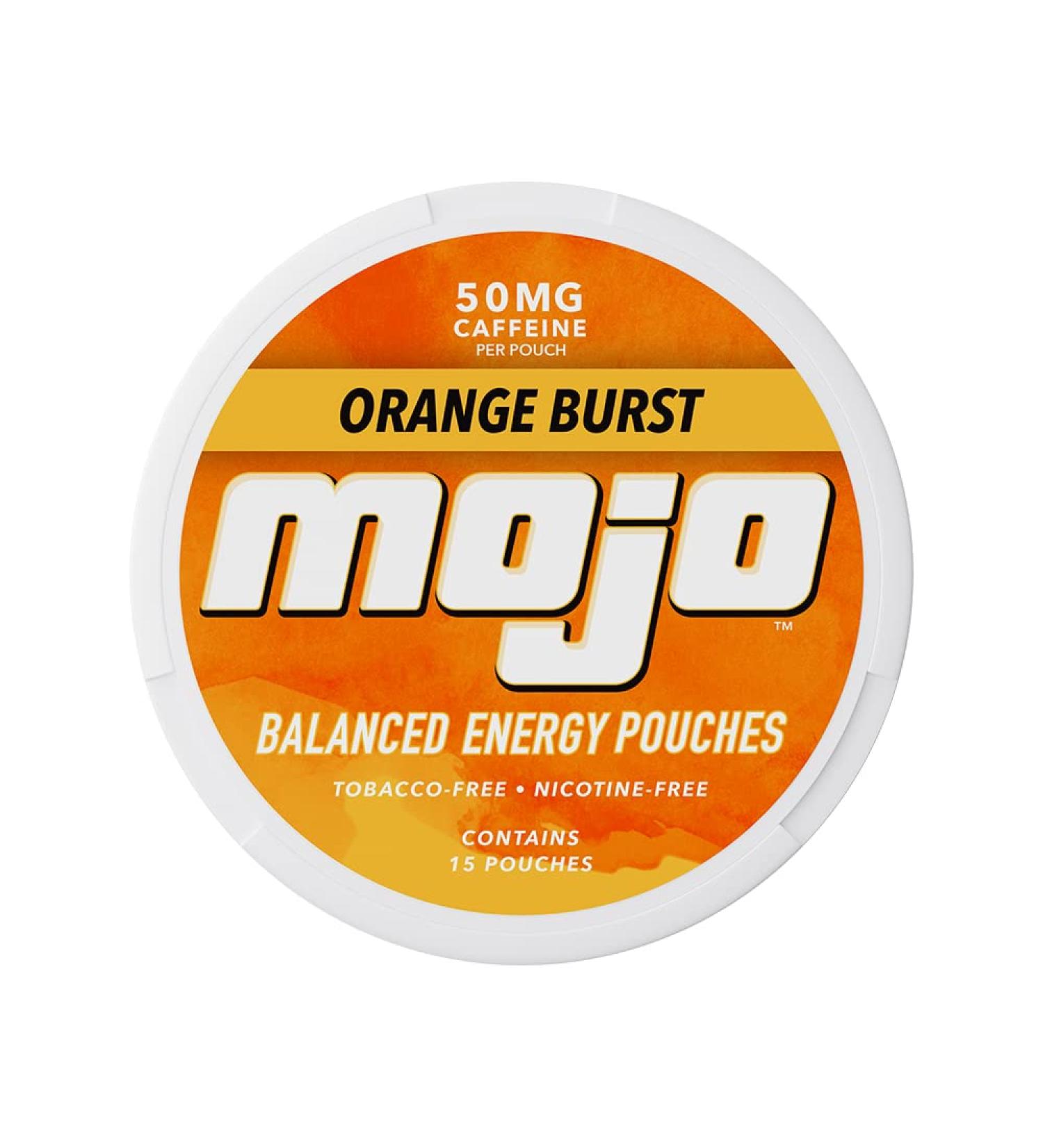 Mojo Balanced Energy Pouches | Zero Sugar & Calorie-Free | Ginseng, Yerba Mate, B-Vitamins | Orange Burst Flavor | 15 Pouches Per Can | Pack of 5 - Buy Online on GoSupps.com