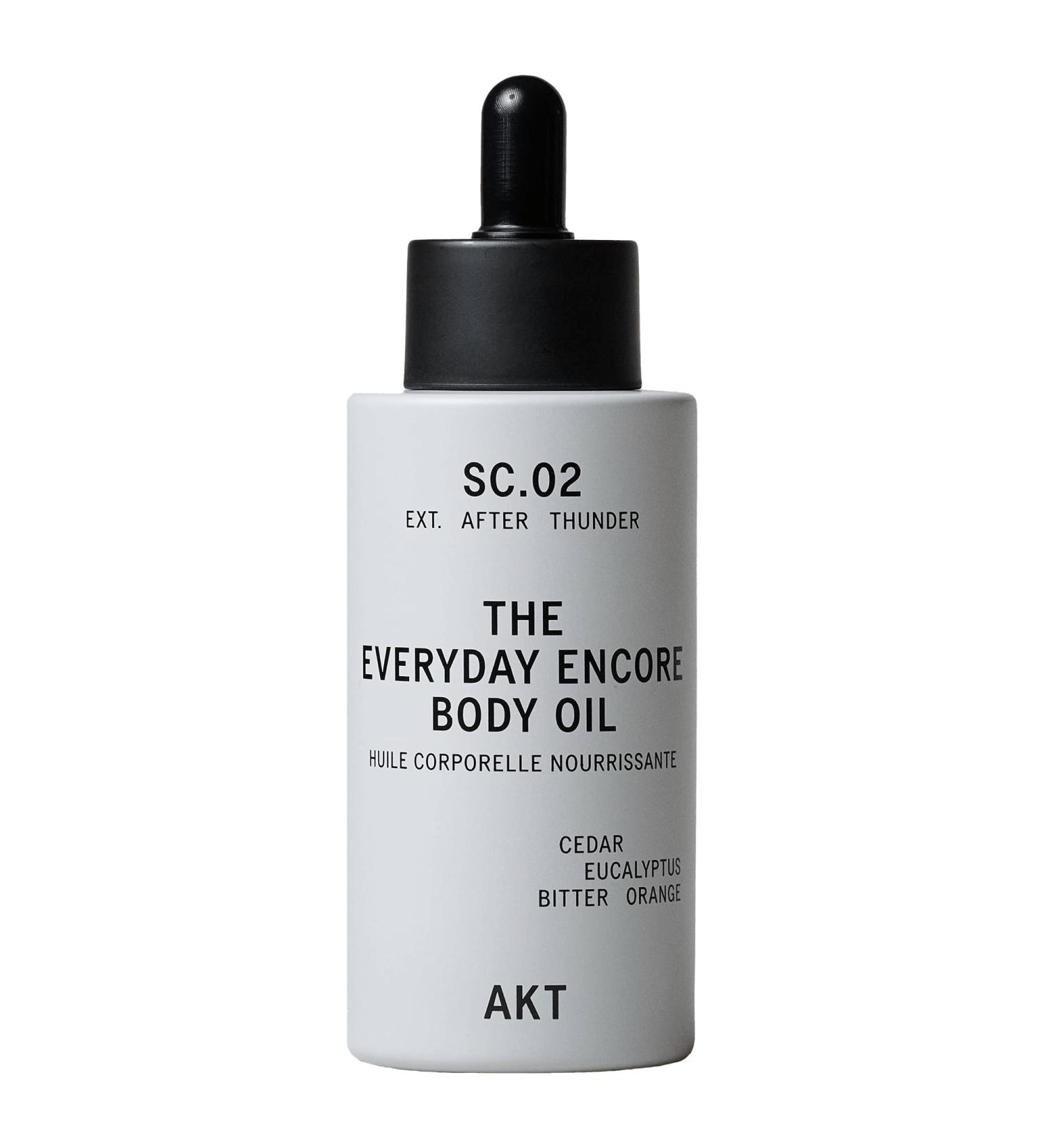 AKT Everyday Encore Body Oil 3.4 Fl Oz, SC.02 After Thunder Scent, Dry Body Oil After Shower, Skin Moisturizer, Fast Absorbing, Lasting Glow, Cedar Fragrance, Non-Greasy, All Genders Skincare - Buy Online on GoSupps.com