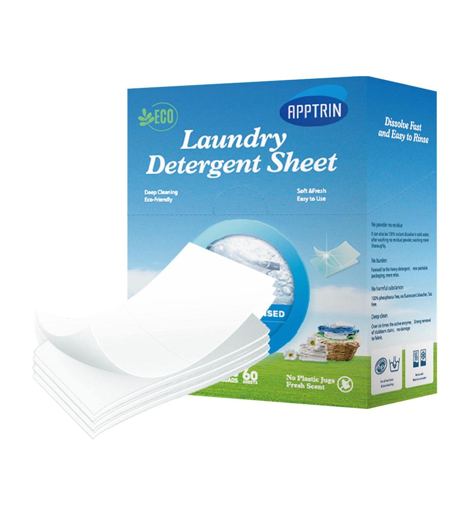 Laundry Detergent Sheets 60 High Concentrated Liquidless Washing Sheets Friendly Laundry Solution Without Harming Your Skin Or The Environment with Our Laundry Sheets Natural Laundry Strip  - Buy Online on GoSupps.com