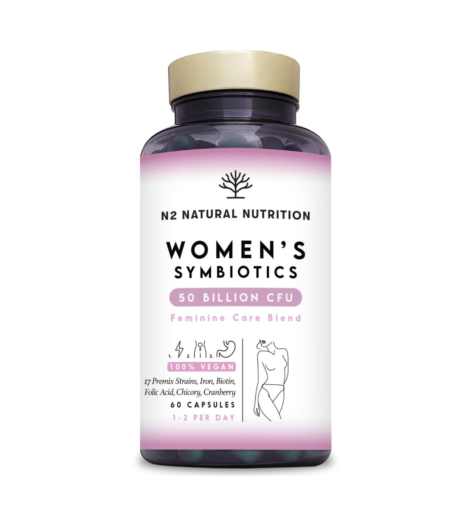  N2 Natural Nutrition Probiotics for Women 300 billion CFU/g* 17 multi-strains for intestinal vaginal urinary and skin health. 60 capsules N2 Natural Nutrition - Buy Online on GoSupps.com