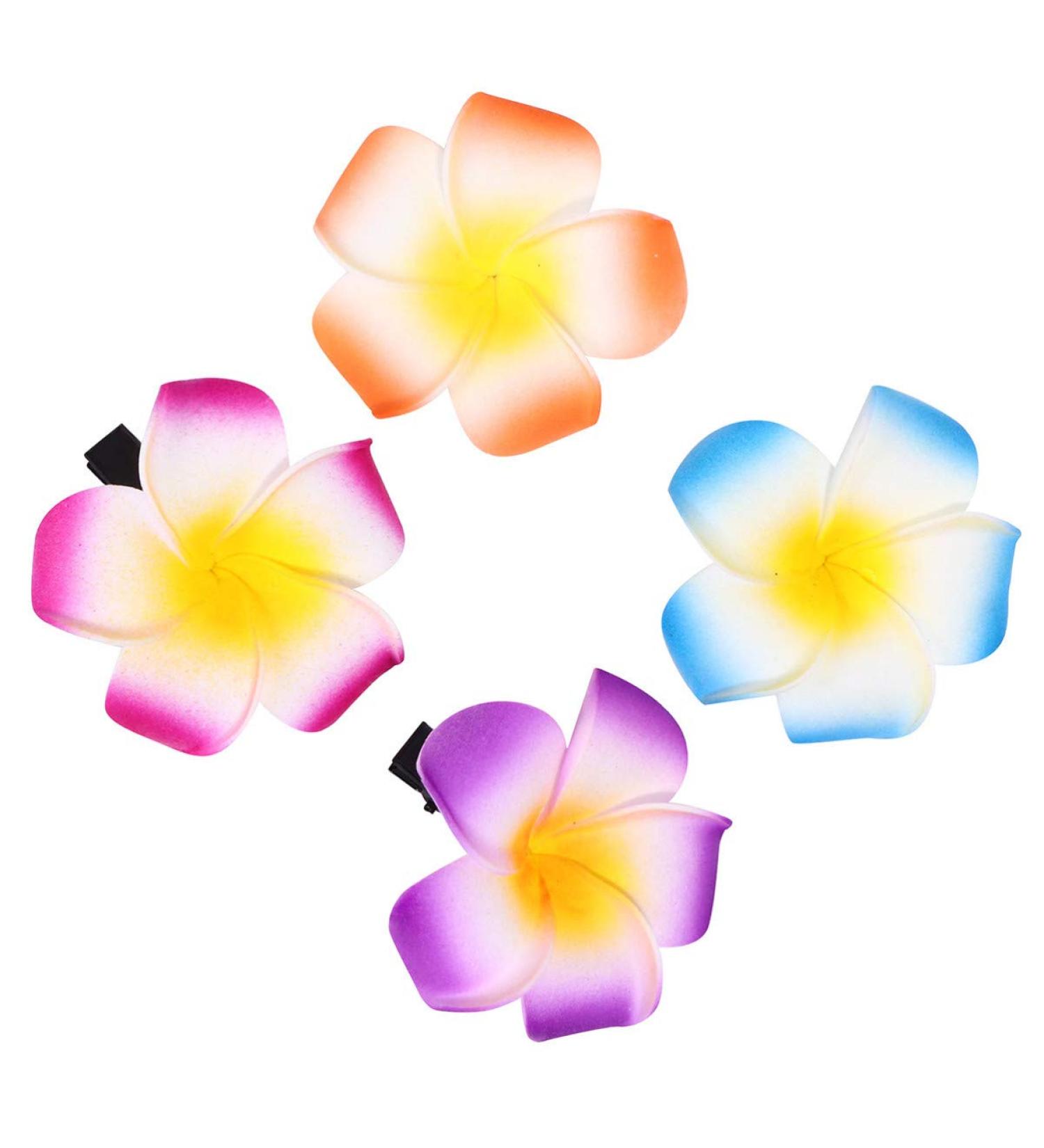 18 Pieces Frangipani Hair Clips - Hawaiian Flower Hair Accessories | Chiffon Plumeria & Hibiscus Hair Clamps for Parties - Buy Online on GoSupps.com