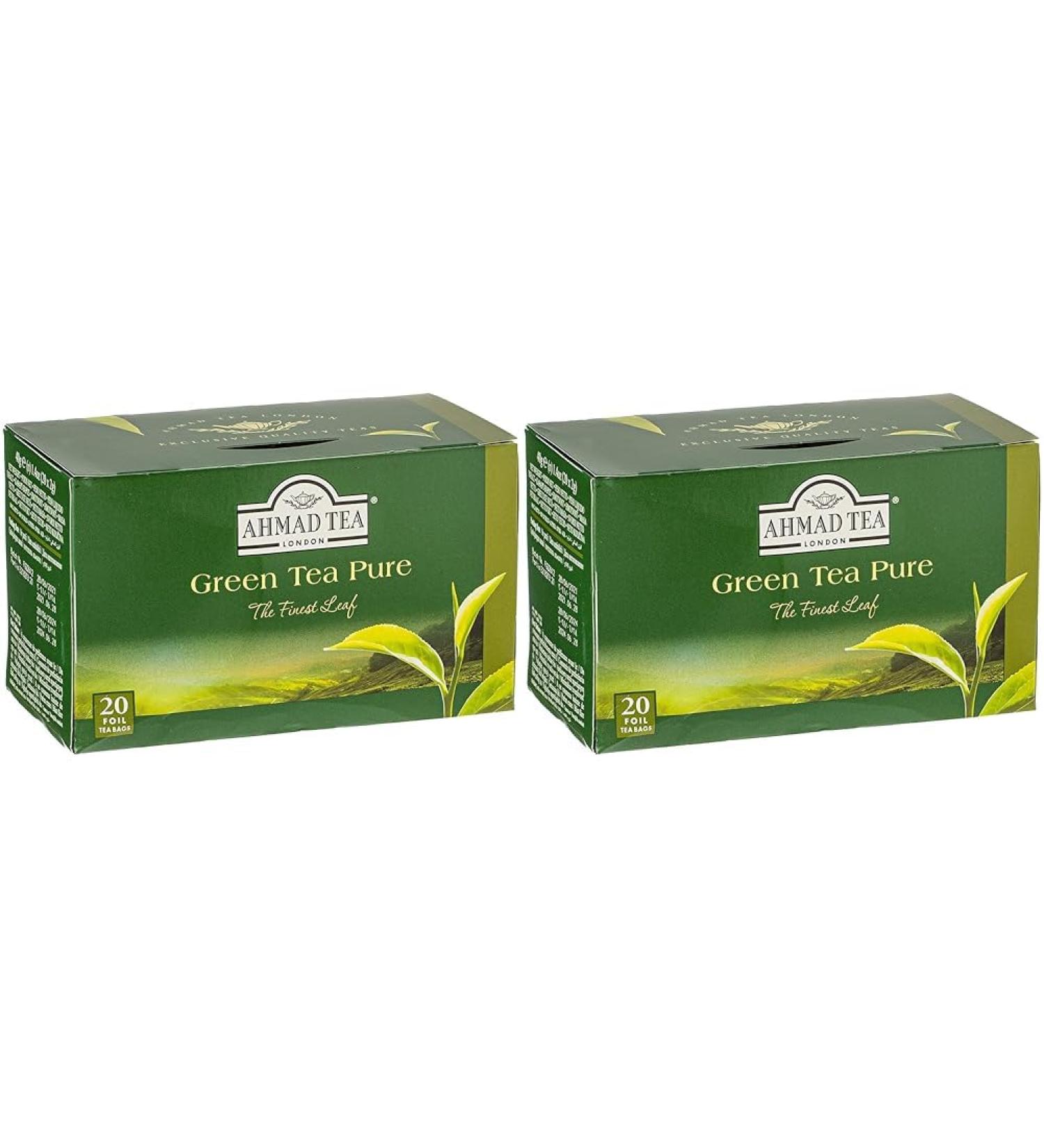 Ahmad Tea Green Tea - Individually Packaged Aroma-Sealed Tea Bags - 20 Bags (2 Pack) - Pure Green Tea for Freshness - Buy Online on GoSupps.com