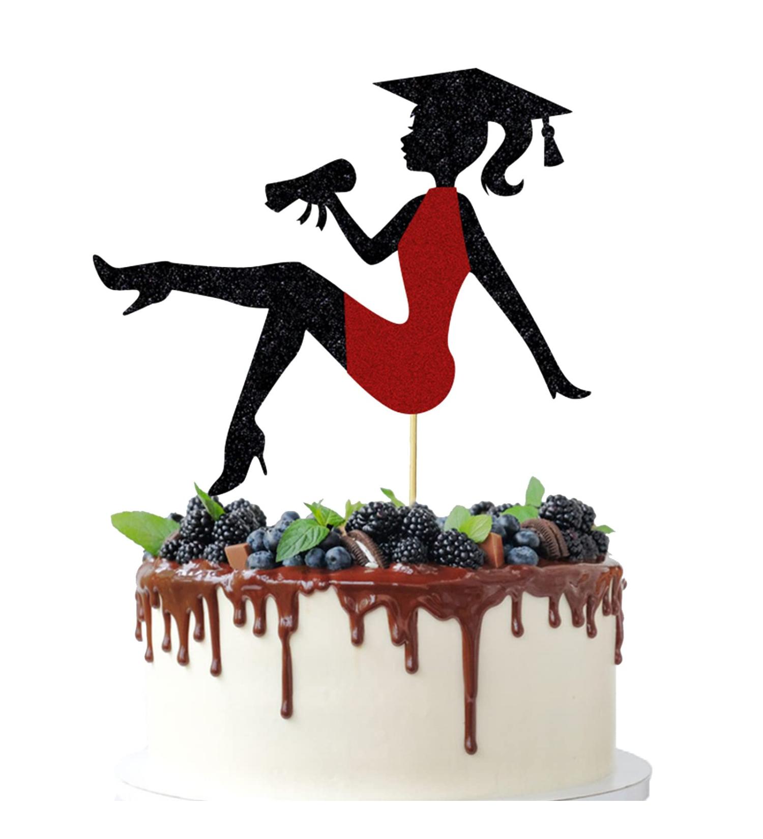 Glitter Graduation 2024 Cake Topper High Heel Girl Graduation Cake Pick for 2024 High School/College/Senior Graduation Party Glitter Decorations Red - Buy Online on GoSupps.com