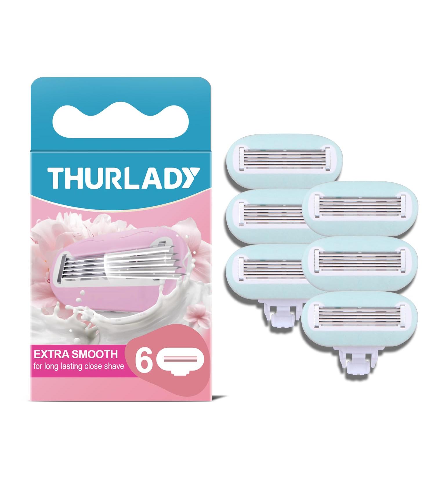 Women s Razor Refill Blades - 5-Blade Cartridges 6 Count for Smooth Shave - Fits THURLADY Razor Handle - Ocean Blue - Buy Online on GoSupps.com