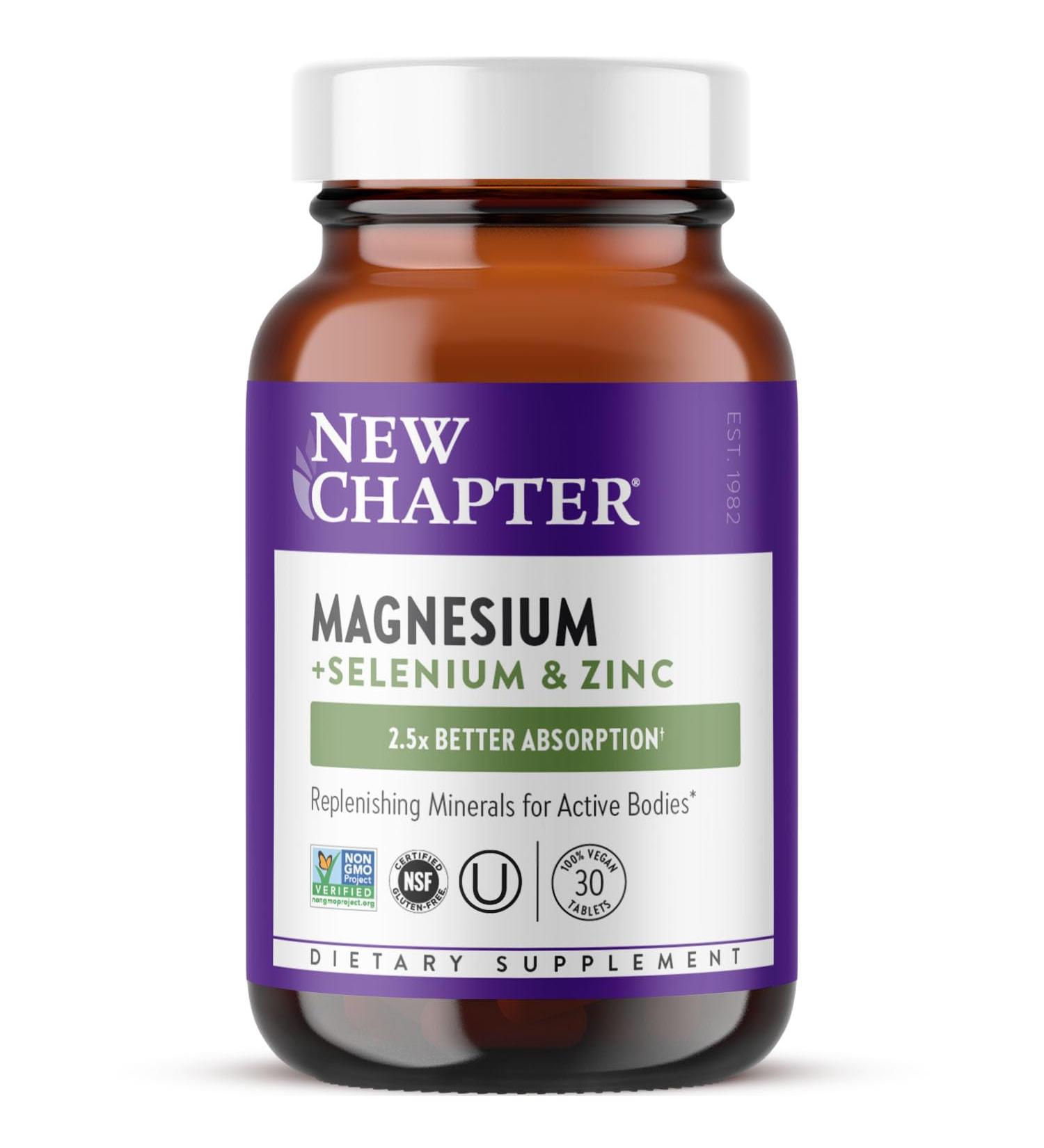 New Chapter Magnesium-Selenium-Zinc Supplement 325 mg Magnesium in One-Daily Tablet for Active Bodies Bounce Back After Exercise with Muscle Support Minerals + Hydrating Electrolytes 30 Count 30 Count (Pack of 1) - Buy Online on GoSupps.com