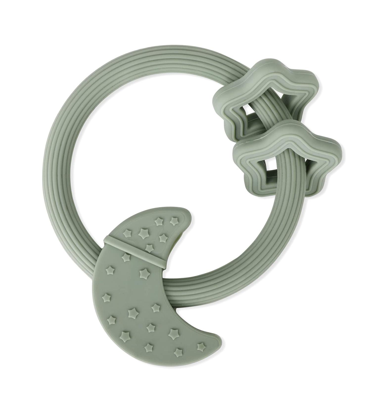 Eoopoon Silicone Baby Teething Toy - BPA Free Silicone Baby Ring Teether for Soothing Gums - Perfect Baby Shower or Birthday Gift for Boys and Girls (Sage) - Buy Online on GoSupps.com