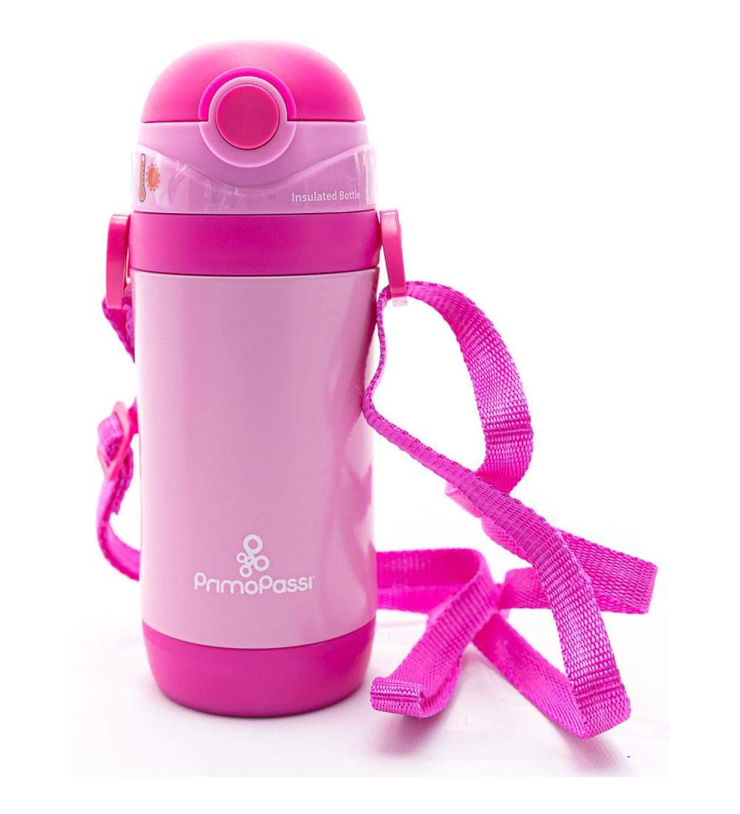 Primo Passi Insulated Straw Water Bottle for Kids - 12oz Thermos Bottle (Pink) - Buy Online on GoSupps.com
