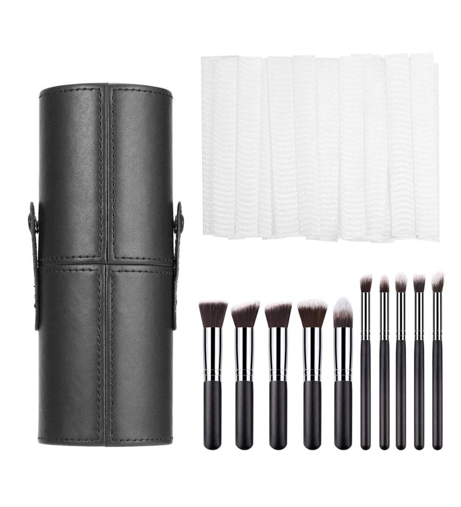 EKdirect Makeup Brush Set | 10-Piece Cosmetic Brushes & PU Leather Holder | 20-Piece Protective Case for Flawless Makeup - Buy Online on GoSupps.com