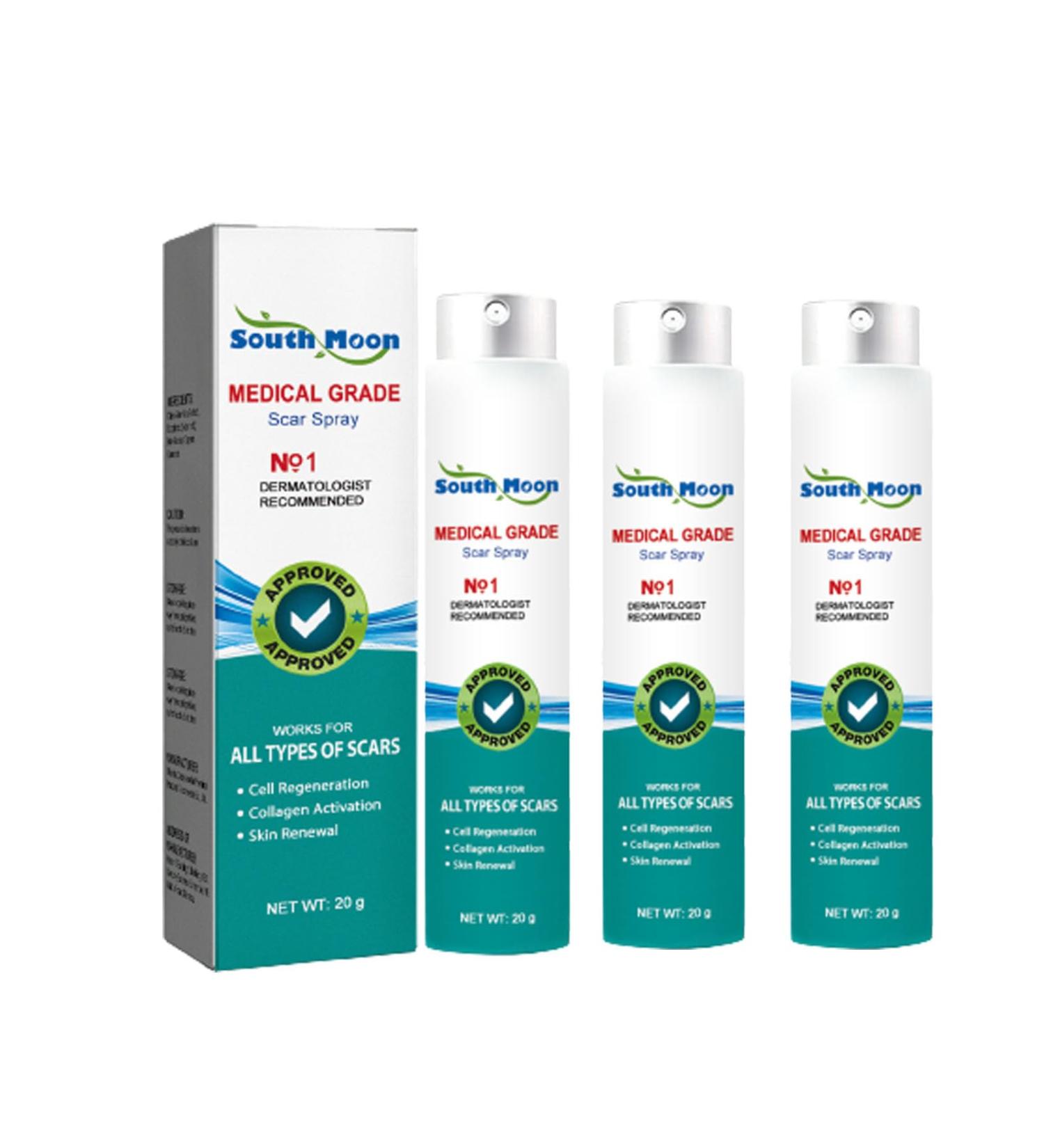 South Moon Medical Grade Scar Spray & Silicone Sheets 3pcs - Scar Removal Treatment for Acne Scars and Dark Spots - Face & All Types of Scars - Buy Online on GoSupps.com