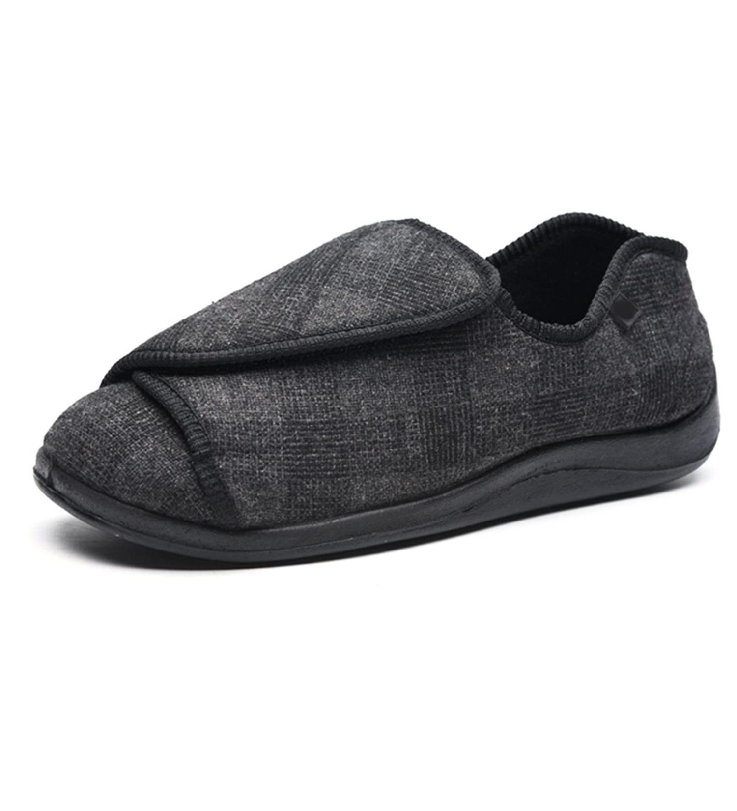 Gycdwjh Diabetic Slippers for Men - Large Size, Non-Slip, Adjustable Foot Swelling Shoes - Grey - Buy Online on GoSupps.com