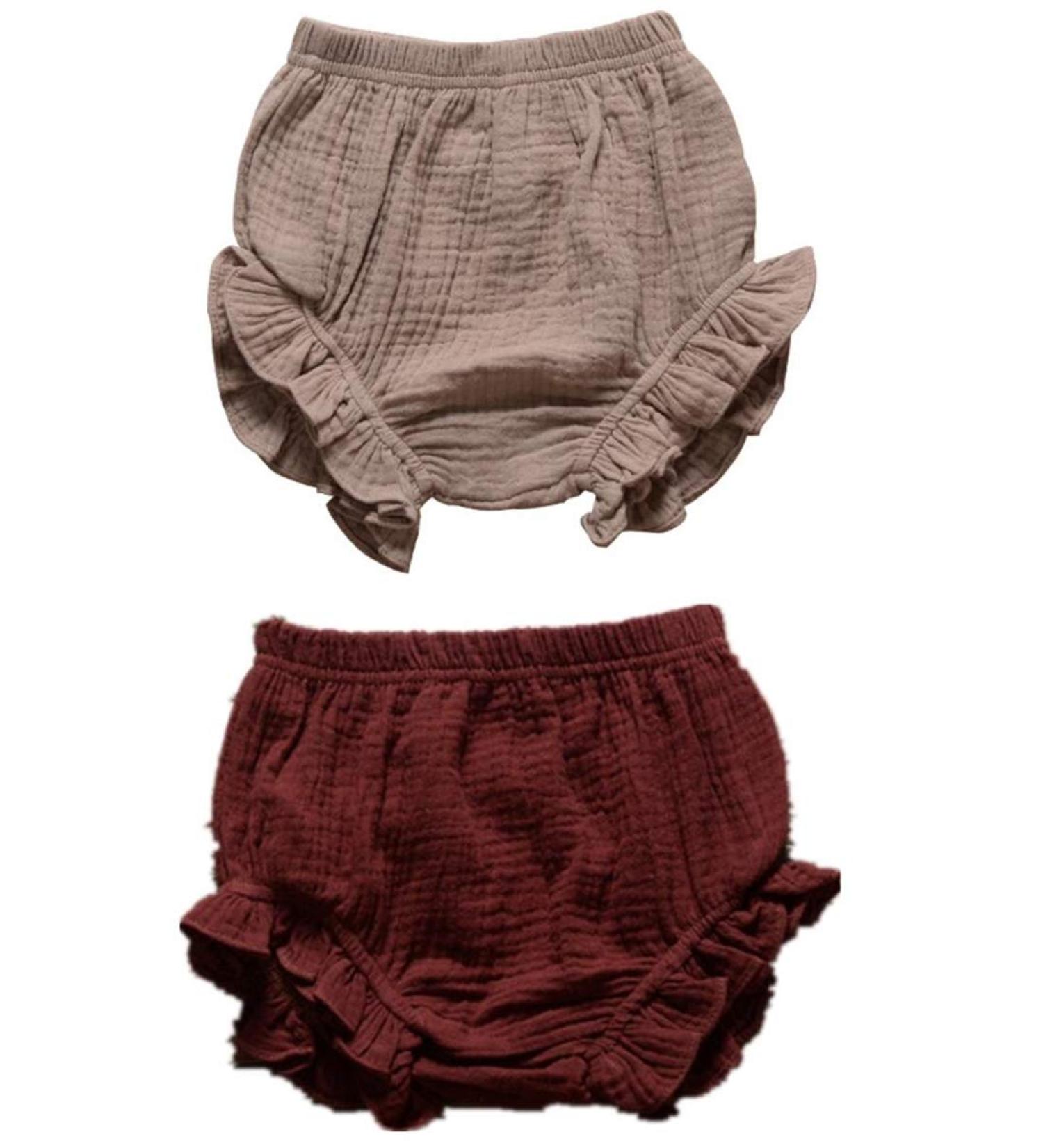 HASAKI 2Pcs Kids Linen Bloomer Shorts - Newborn Baby Diaper Cover 18-24 Months (Khaki+Coffee) - Buy Online on GoSupps.com