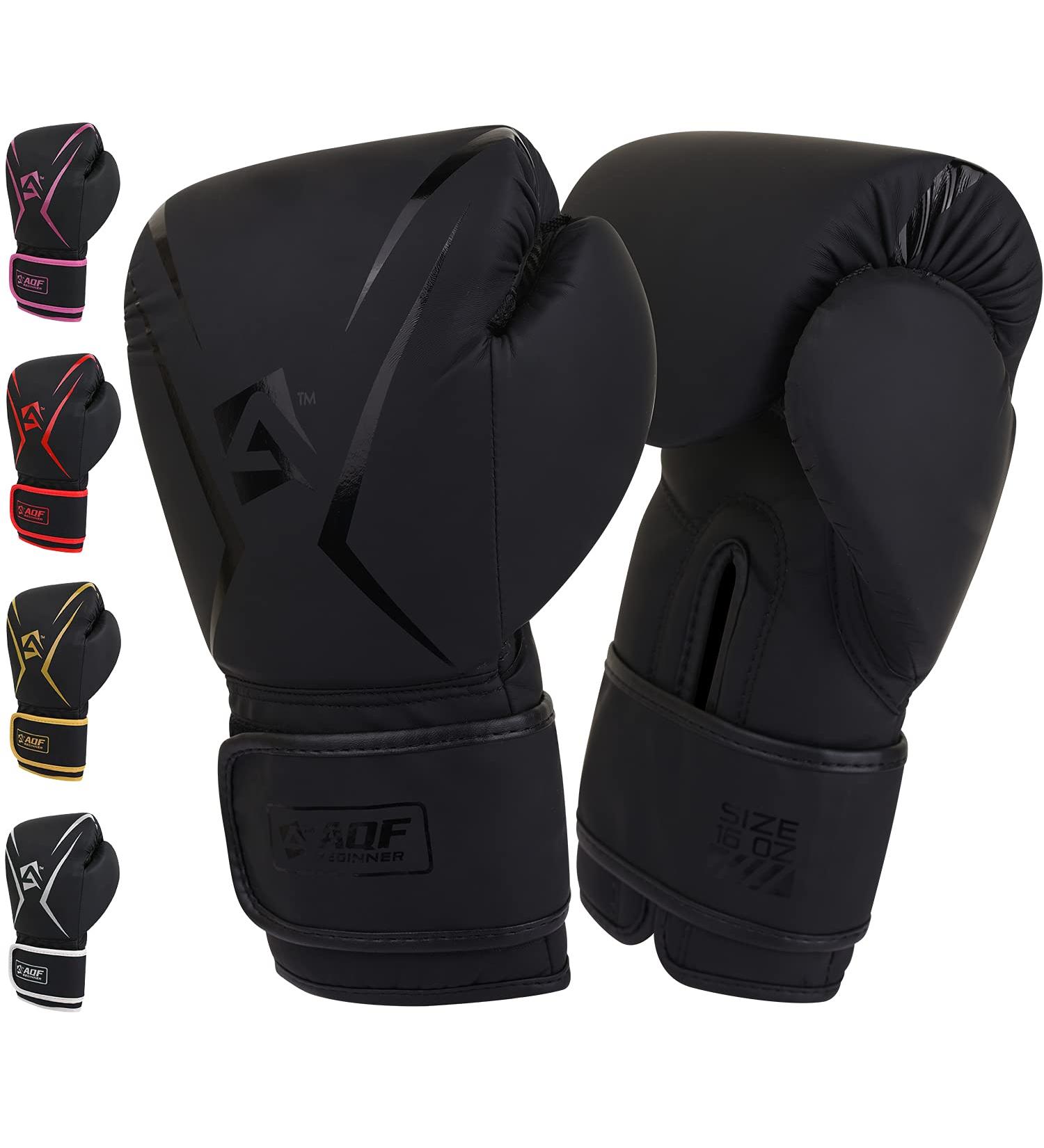 AQF Boxing Gloves - Premium Leather MMA Gloves for Men Women & Kids | Kickboxing Muay Thai Martial Arts | 4-16 oz Options - Buy Online on GoSupps.com