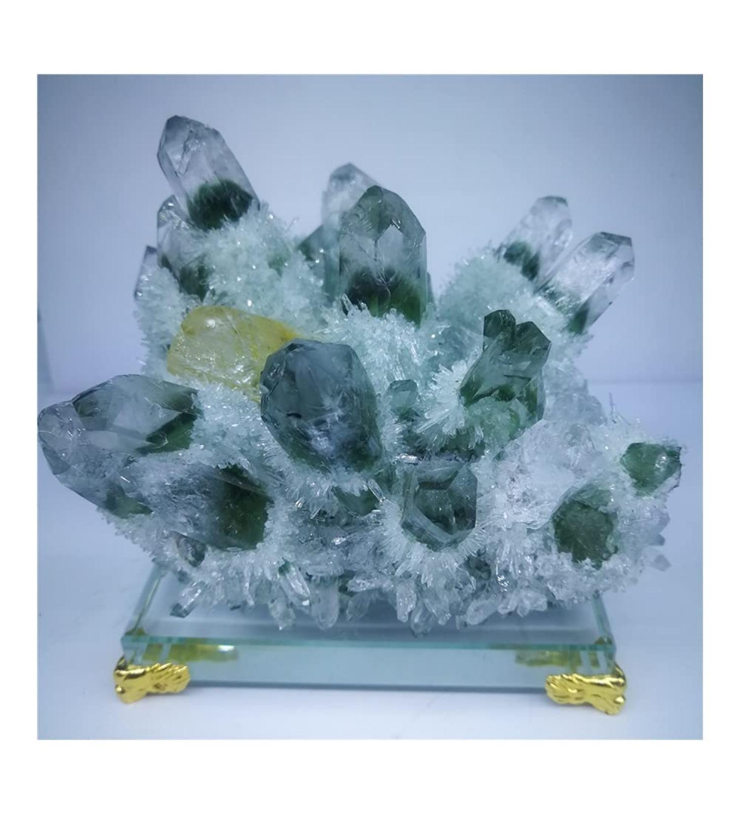 Natural Green Ghost Phantom Quartz Crystal Cluster Rock Stones and Crystals Specimen Home Deco Beautiful ZJGIDTEM - Buy Online on GoSupps.com