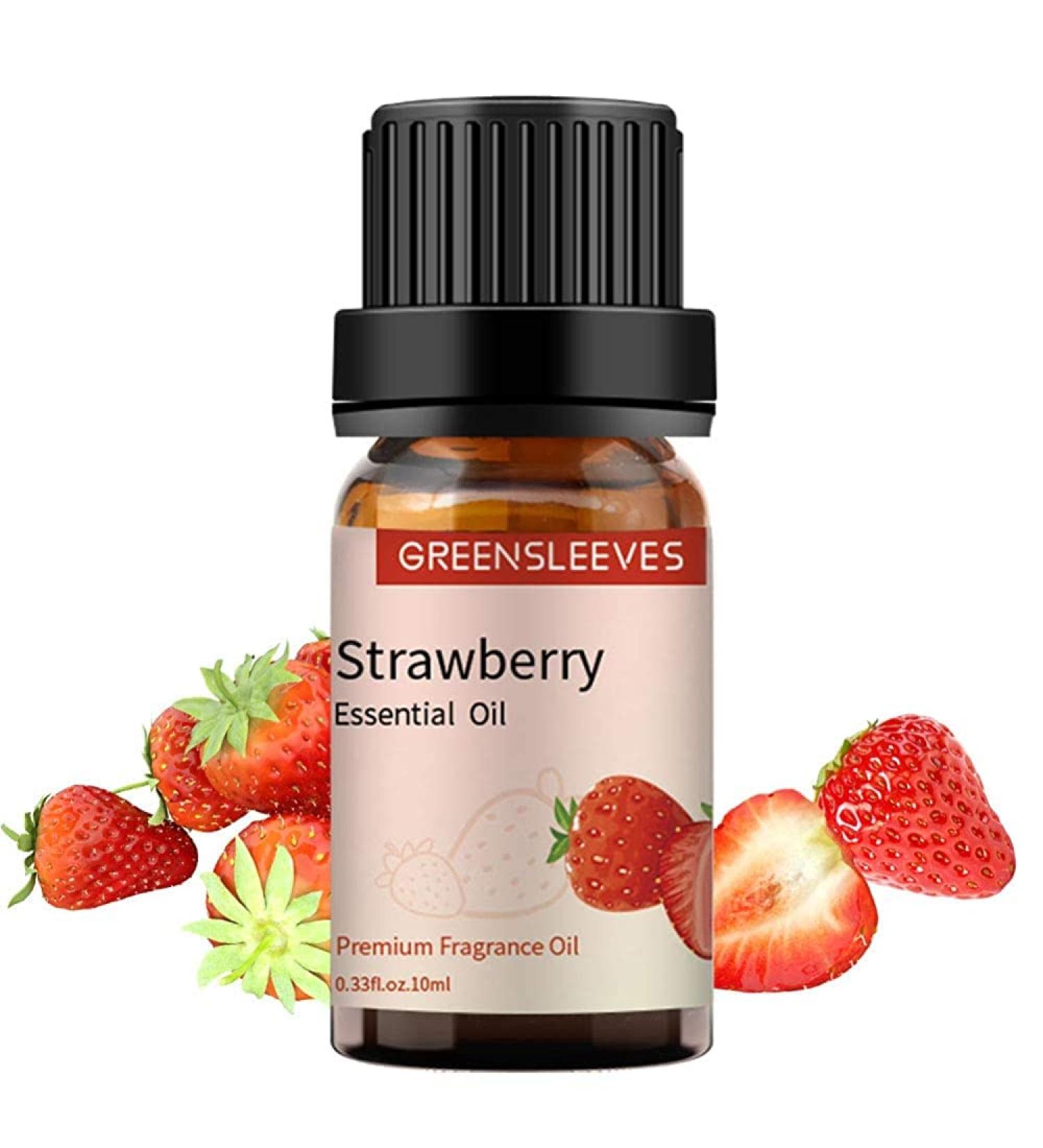 GREENSLEEVES Strawberry Essential Oil, 10ml Pure Plant-Based Fragrance Oil for Aromatherapy, Essential Oils for Diffuser, Air Freshener, Massage, Bath Bomb, Scented Candle Soap Making - Buy Online on GoSupps.com