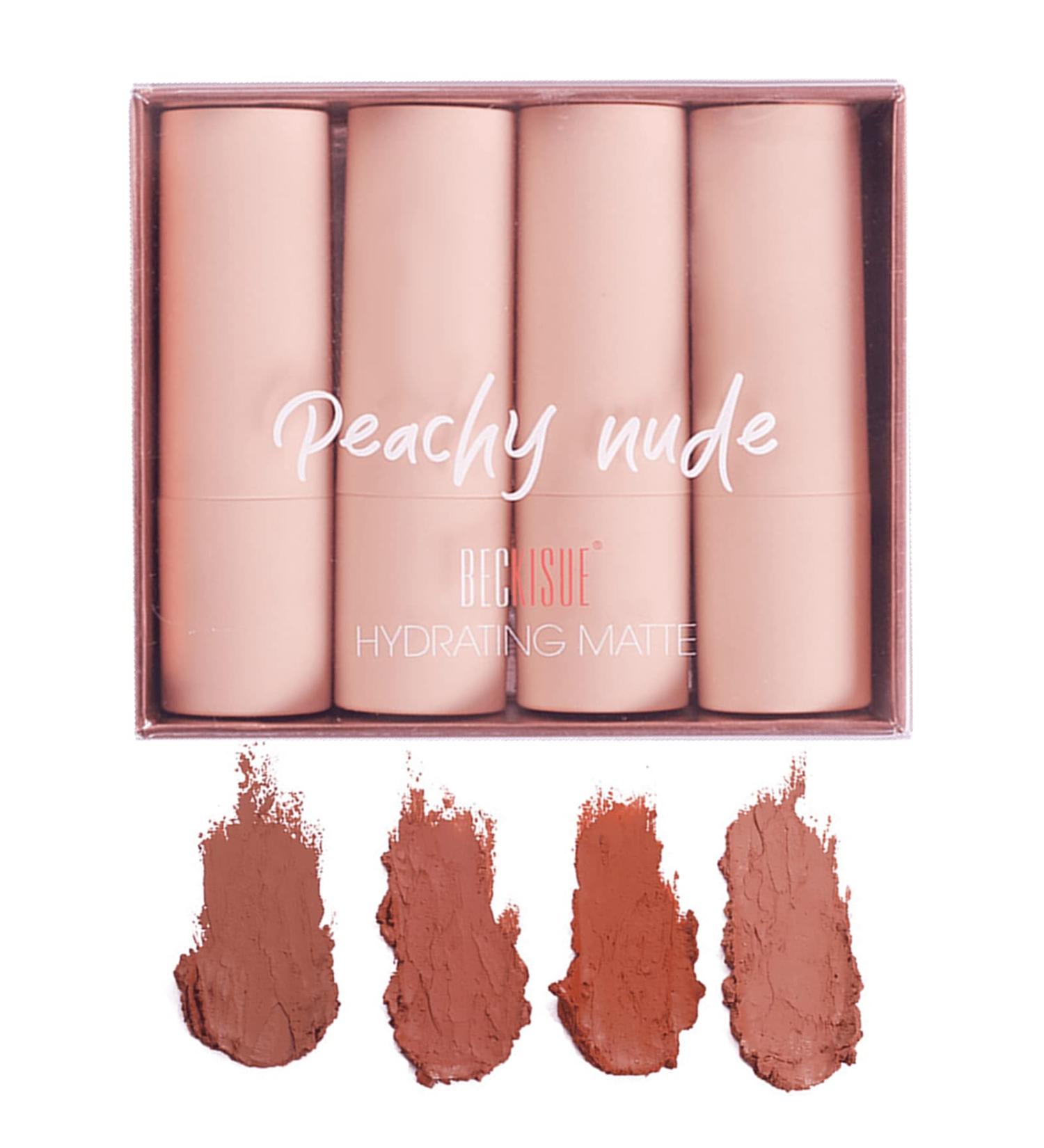 4 Pack Semi Matte Lipstick Set - High Pigment Velvet Matte Finish Waterproof & Long-Lasting Orange Pink Tones for Women - Buy Online on GoSupps.com