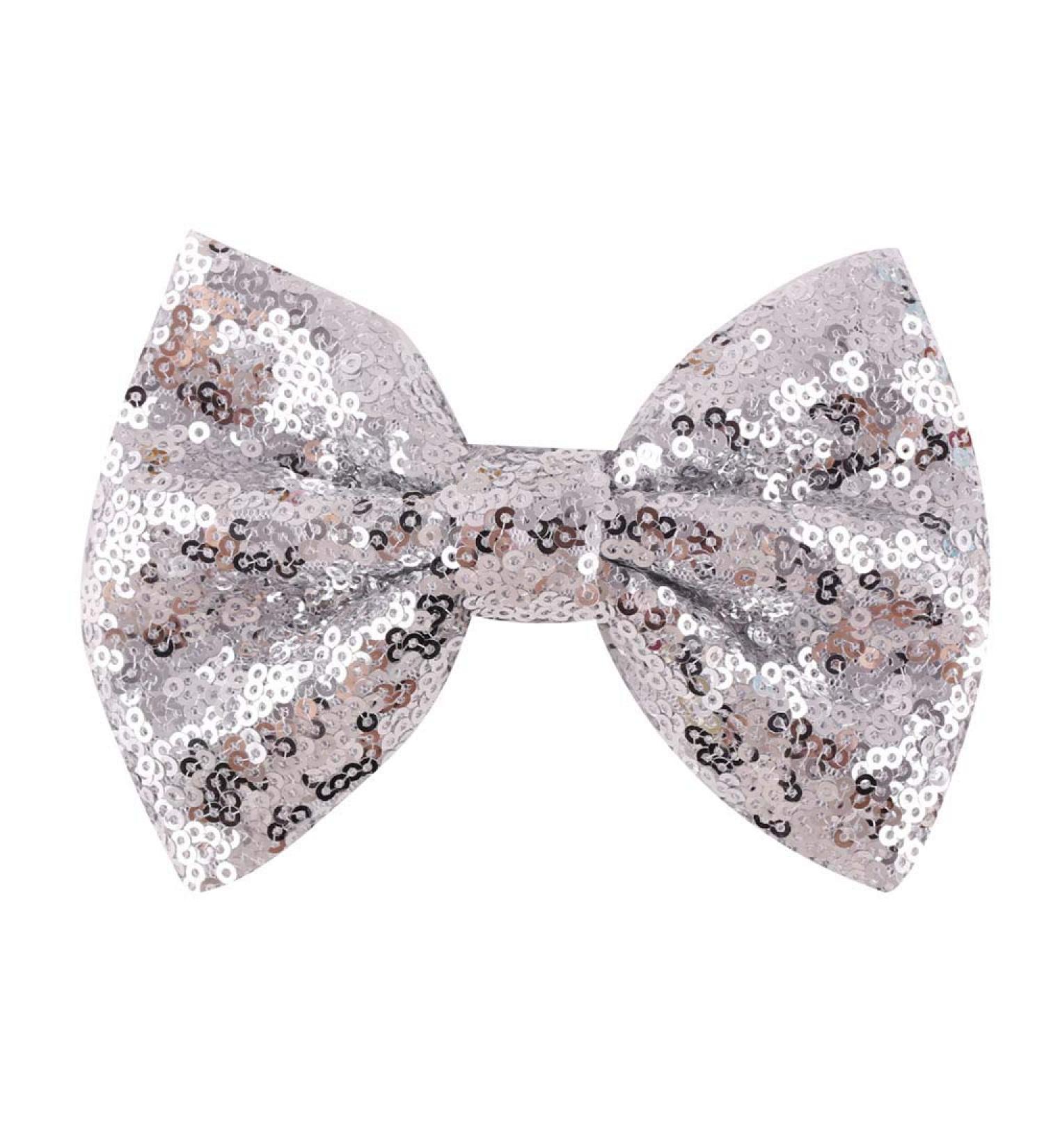 Love Fairy Fashion Bow Hairpin Sequins Hair Clip | Multicolor Options | for Children and Women (Silver) - Buy Online on GoSupps.com