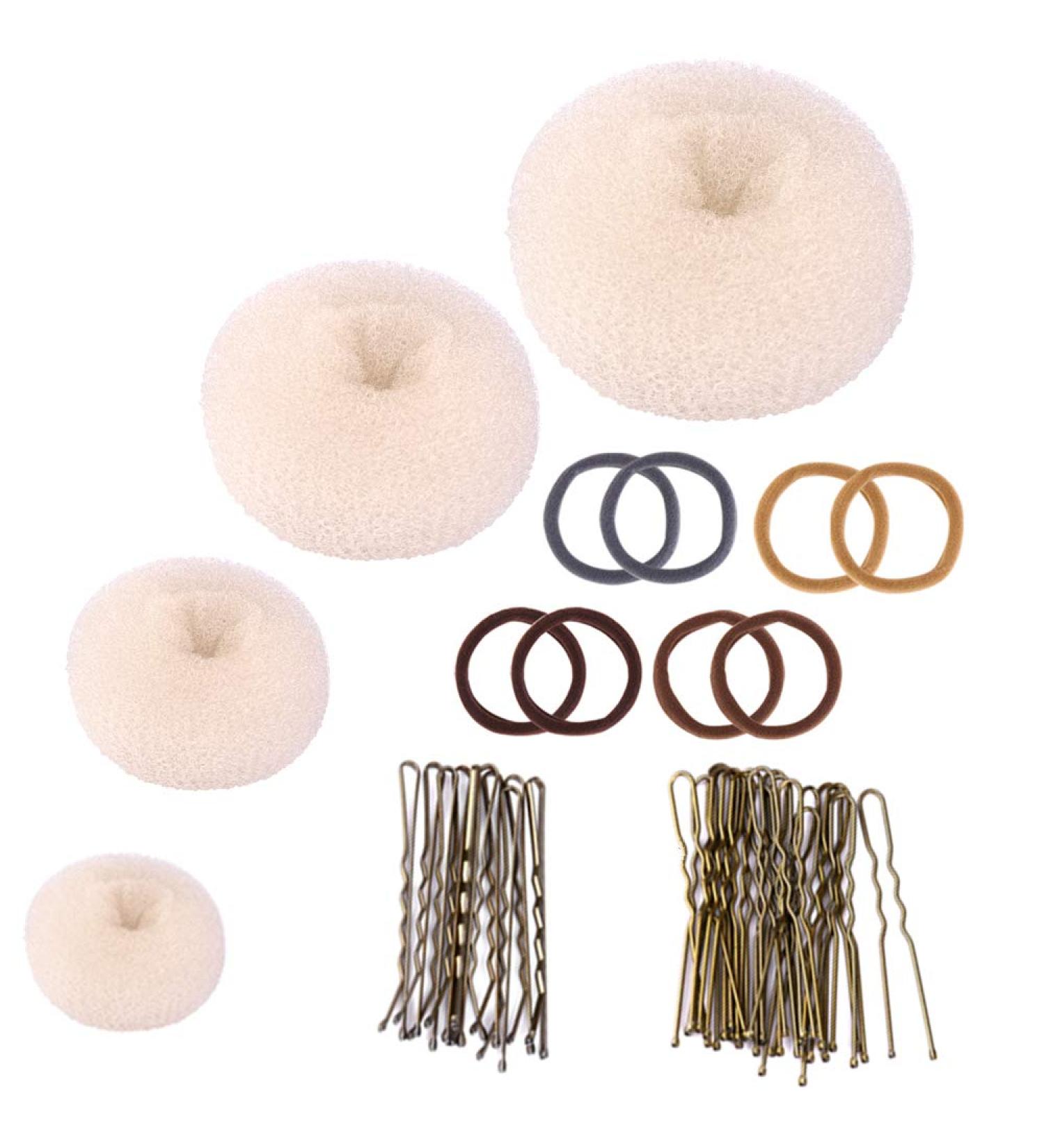Donut Hair Bun Maker Set Zingso 4 Pcs Women Girls Hair Accessories Ring Style Mesh Donut Hair Bun Shaper Maker Set with Hair Elastic Bands Hair Pins for Dance Ballet Chignon (Blonde) - Buy Online on GoSupps.com
