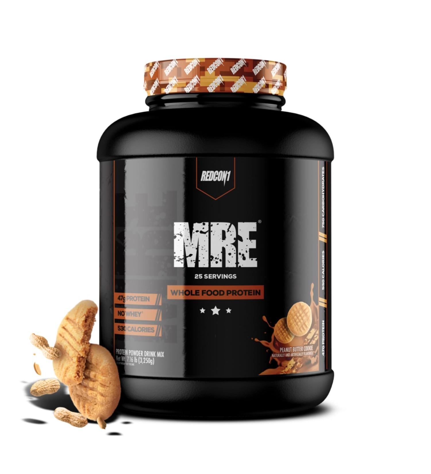 REDCON1 MRE Protein Powder Peanut Butter Cookie - Meal Replacement Protein Blend Made with MCT Oil & Whole Foods - Protein with Natural Ingredients to Aid in Muscle Recovery (25 Servings) - Buy Online on GoSupps.com