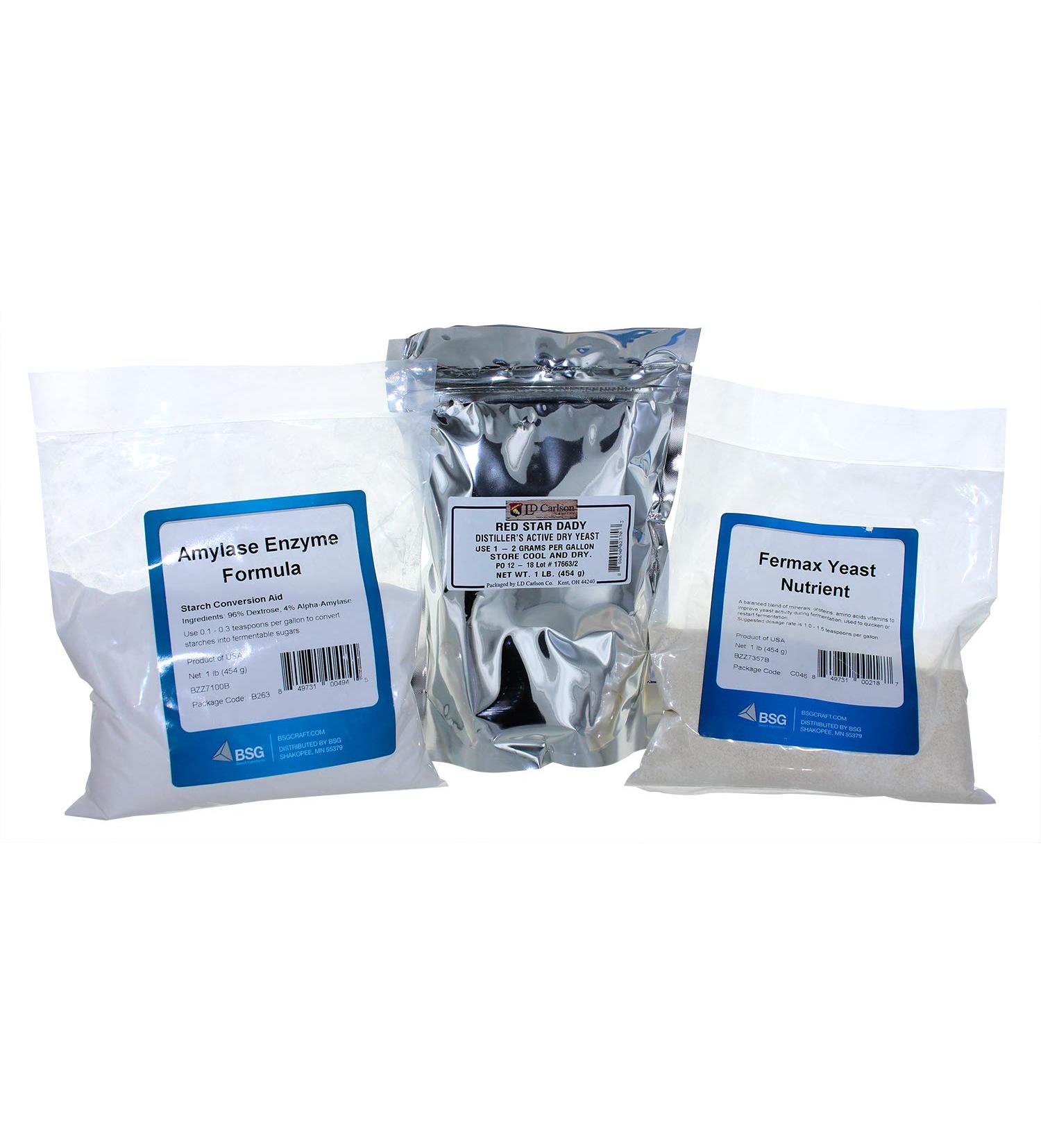 1lb Fermax Yeast Nutrient 1lb Distiller's Yeast 1lb Amylase Enzyme (Distiller's Power Pack) - Buy Online on GoSupps.com