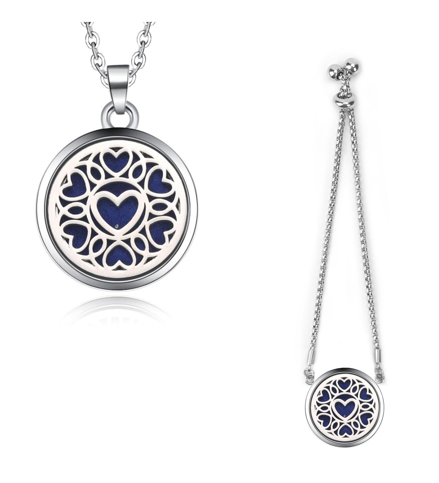 CAIRIAC 20 Refill Pads Essential Oil Diffuser Bracelet Necklace Set - Aromatherapy Jewelry for Women Fragrance Diffuser Pendant Perfect Birthday Gifts (Silver Love - Buy Online on GoSupps.com