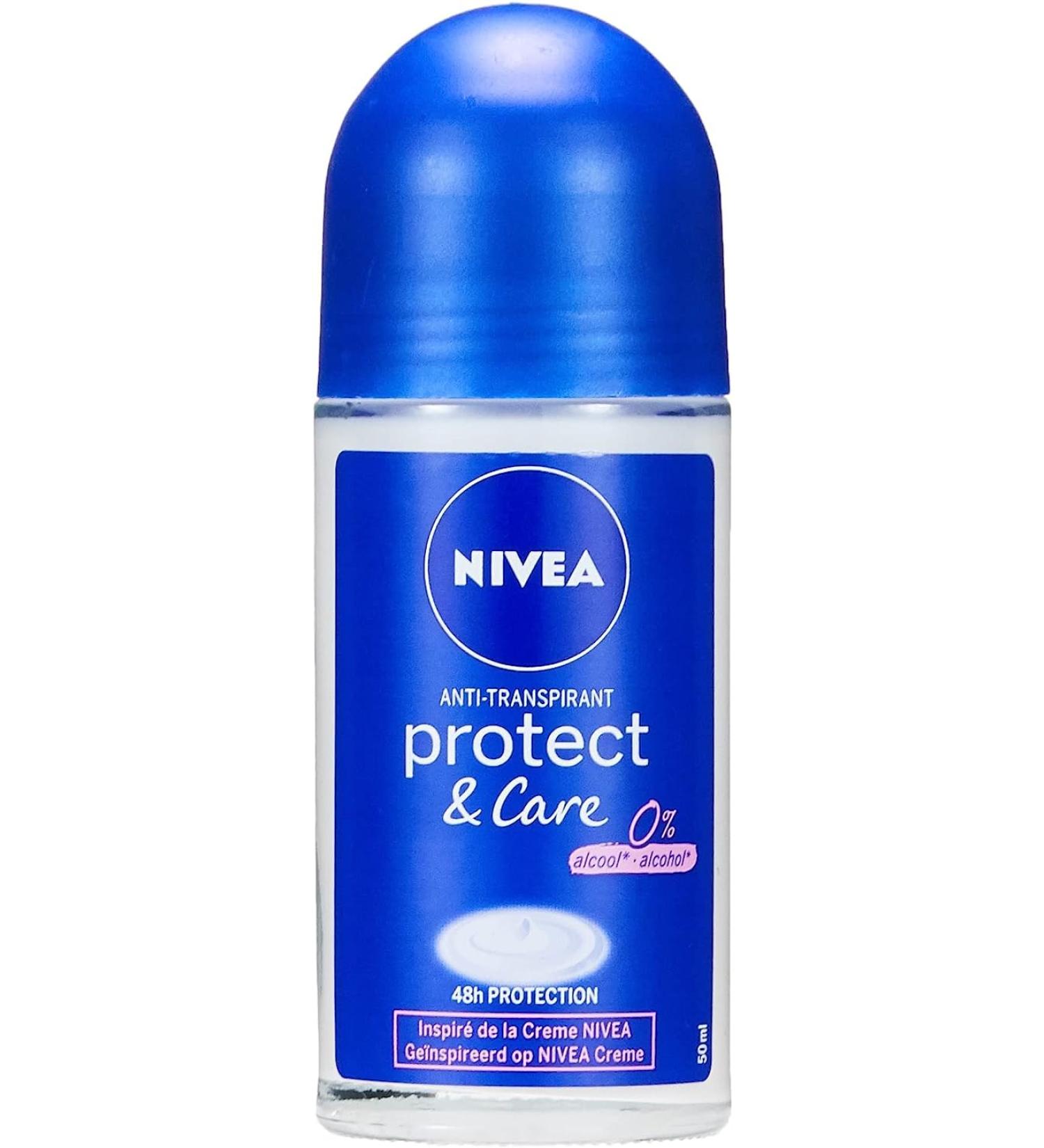NIVEA Protect & Care Roll-on Deodorant (1 x 50 ml) 48H effective protection cream-inspired deodorant alcohol-free women's care - Buy Online on GoSupps.com