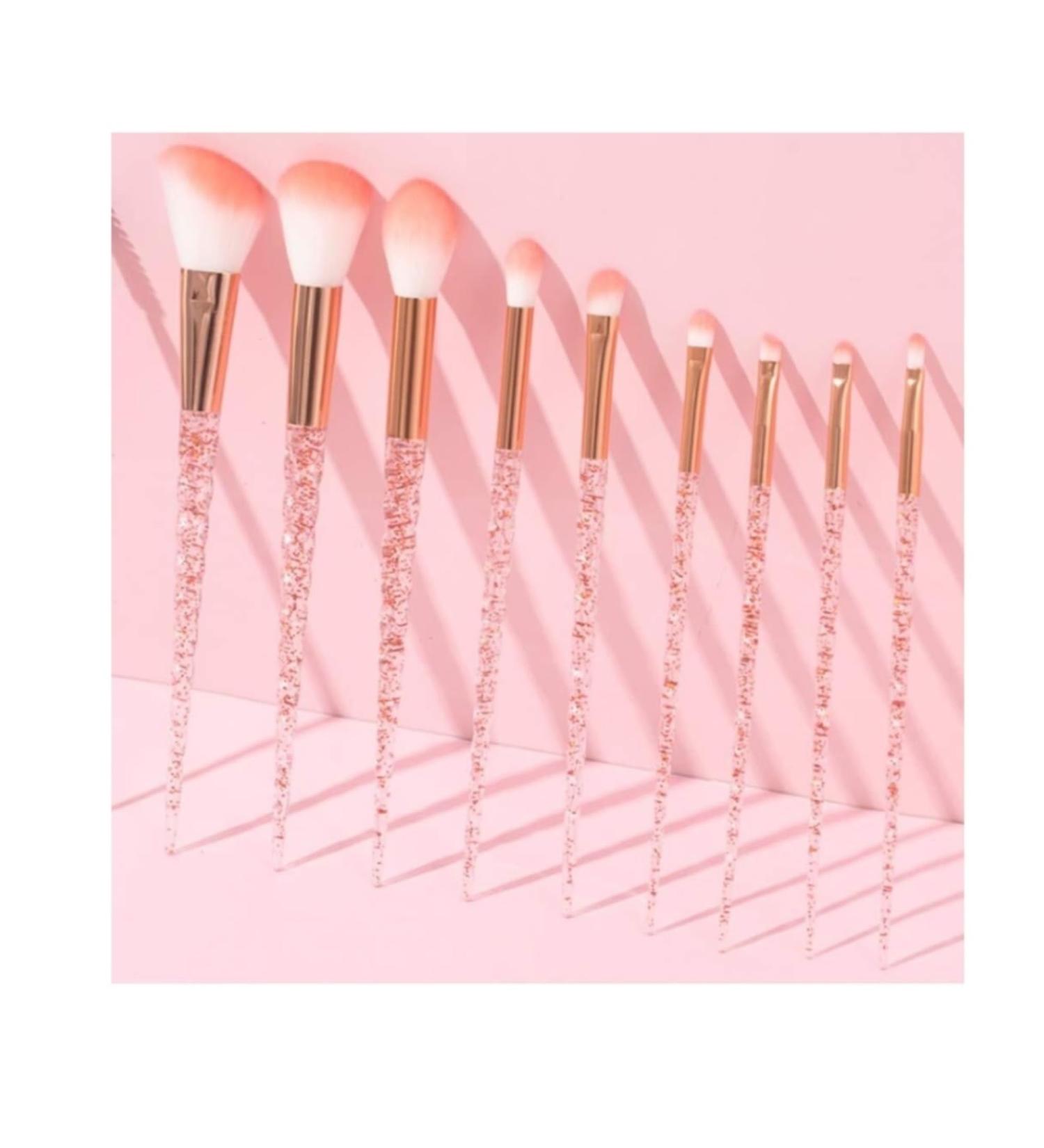 Buy Pink 10-Piece Makeup Brush Set with Spiral Handle & Storage Bucket - Soft Tools for Flawless Beauty | International Shipping Available - Buy Online on GoSupps.com