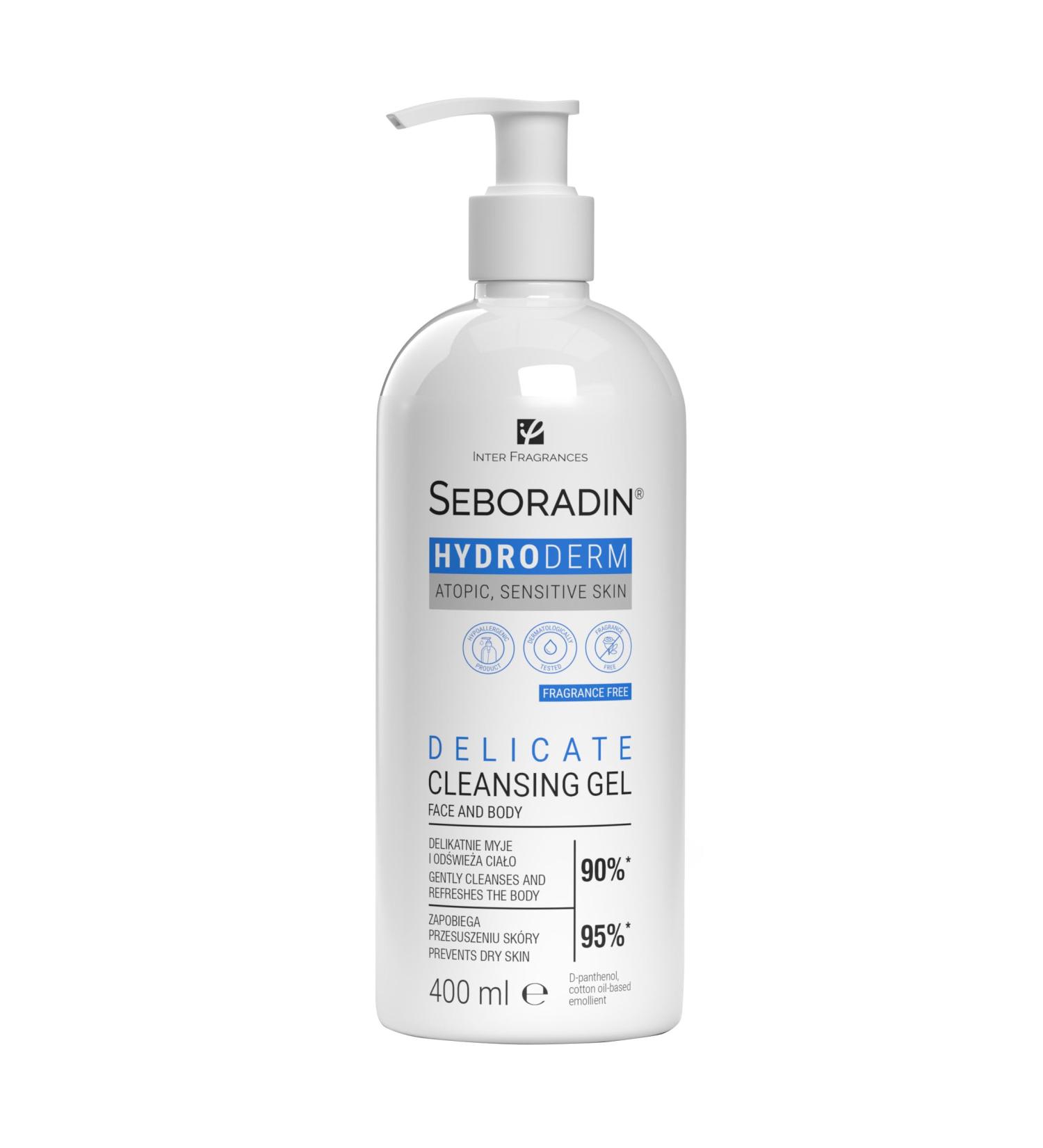 Seboradin Hydroderm Shower Gel For Women And Men For Sensitive Dry Atopic Skin Wash Gel For Face And Body With D-Panthenol Emollient Cottonseed Oil 400ml - Buy Online on GoSupps.com