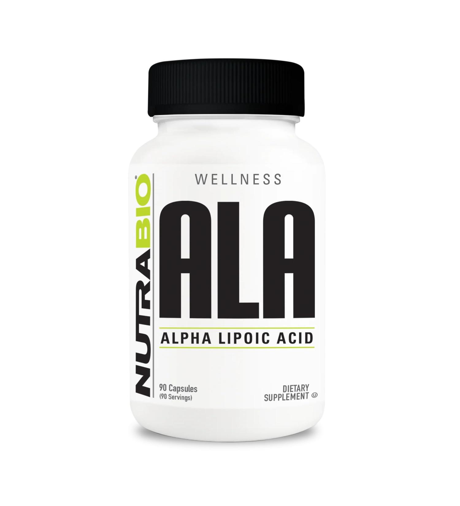 NutraBio Alpha Lipoic Acid (ALA) Supplement 300mg Supports Antioxidant Health May Boost Energy Production and Wellness 90 Vegetable Capsules - Buy Online on GoSupps.com