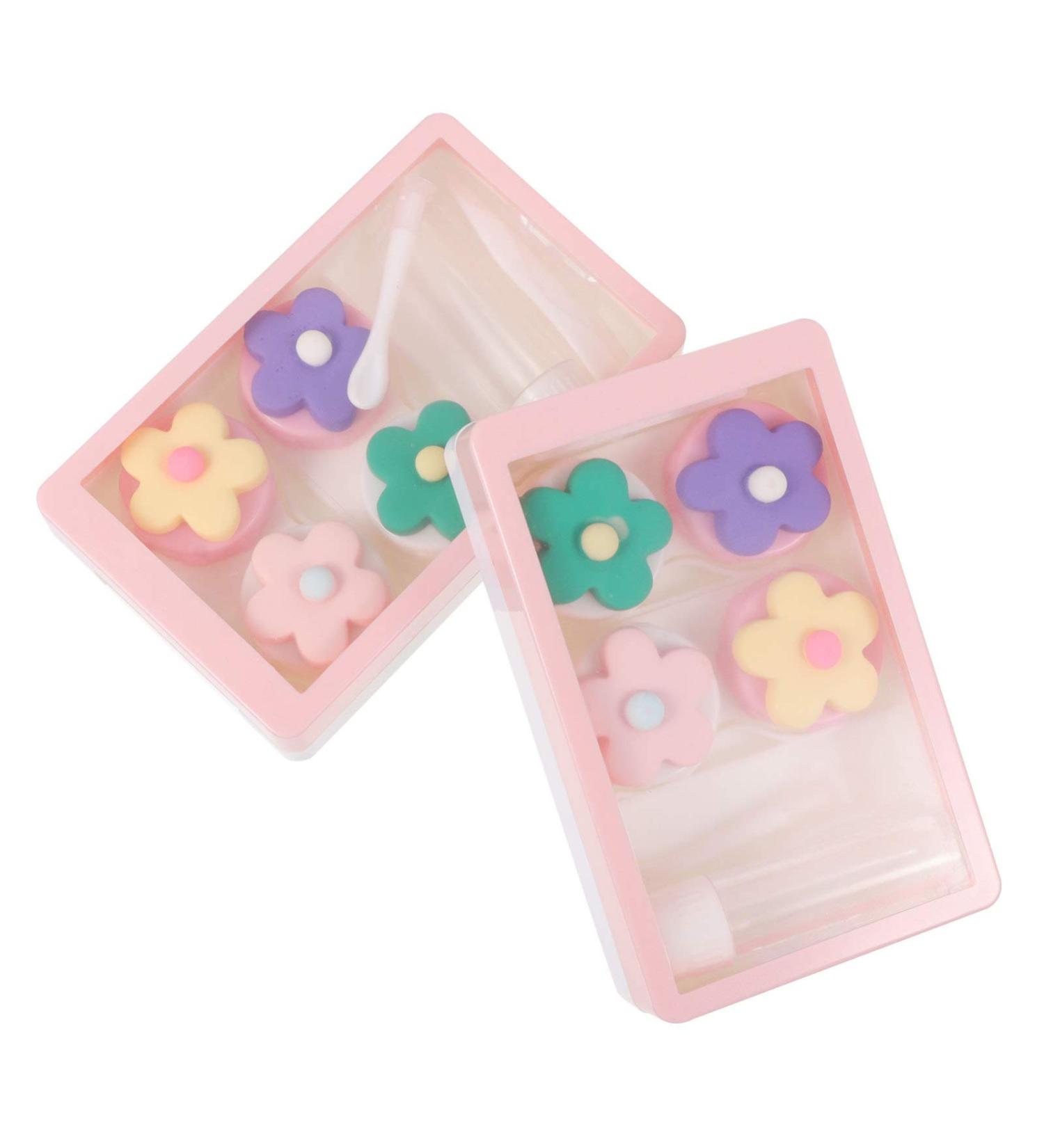 Faruta Portable Contact Lens Organizer Set - 2 Mini Containers for School Home & Travel - Pink - Buy Online on GoSupps.com